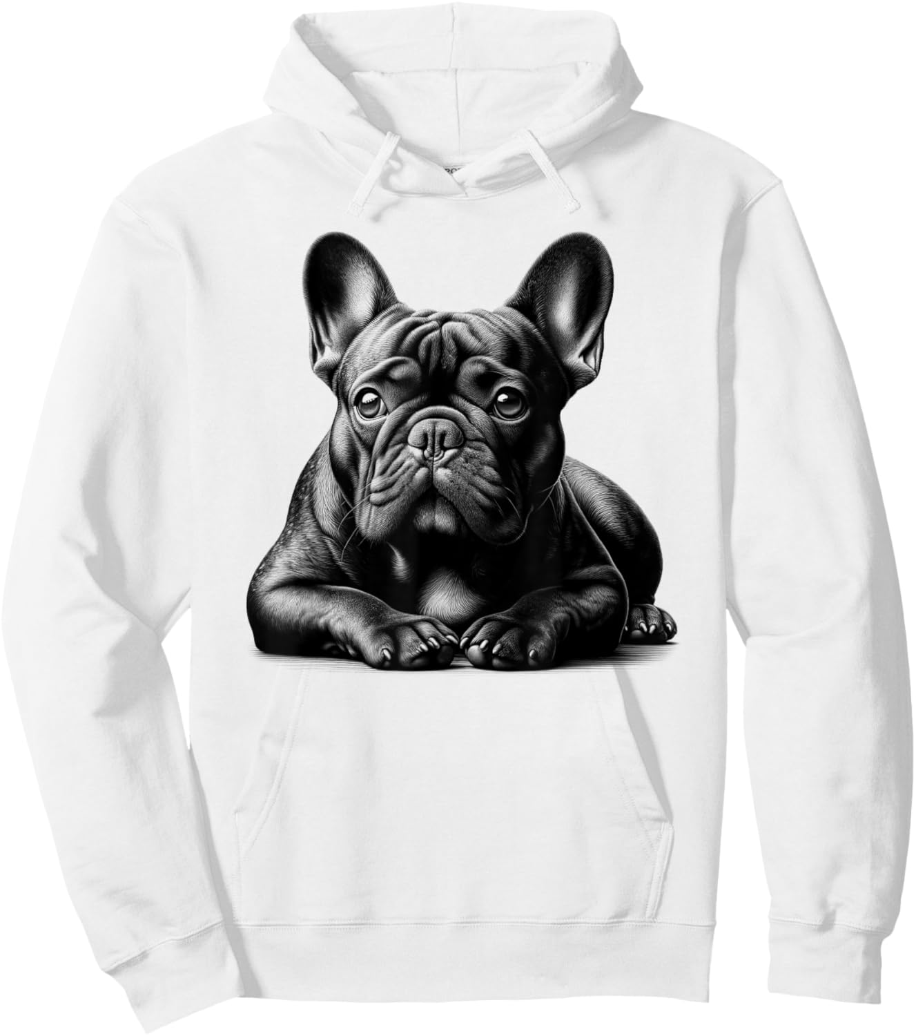 Cute French Bulldog in Lying Pose Hoodie - Hoodie | White