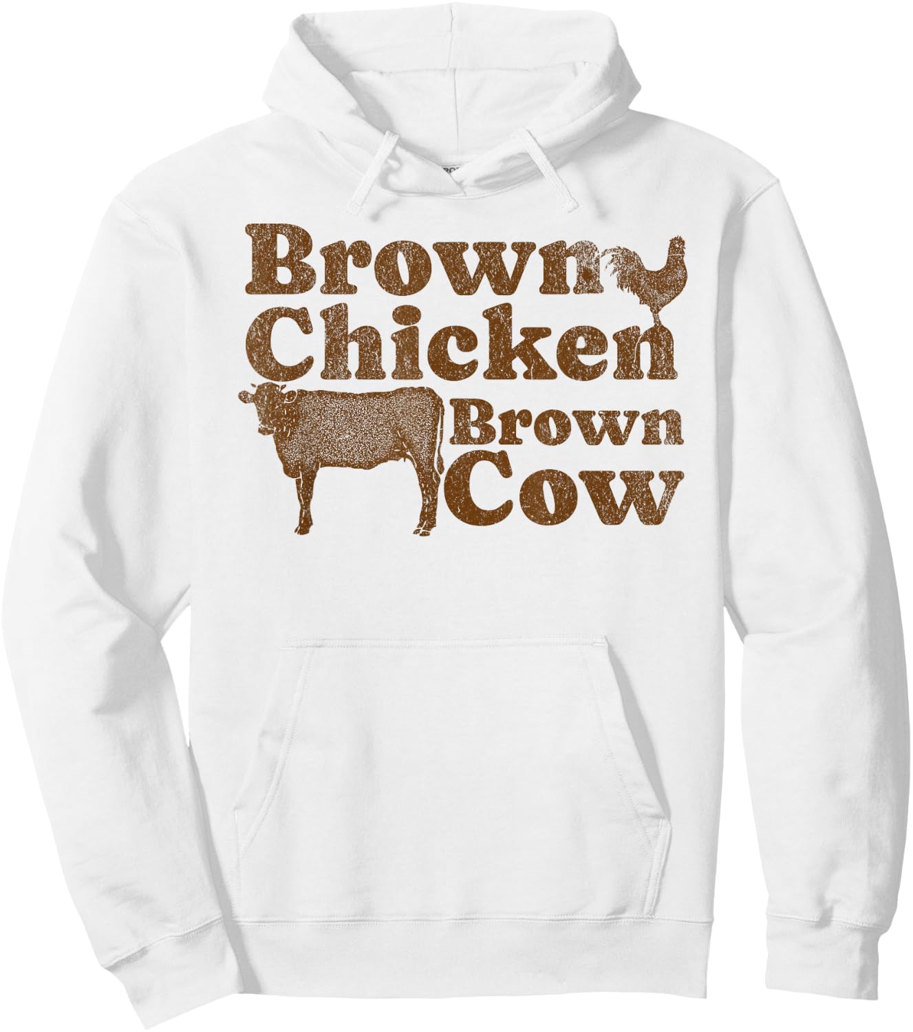 Brown Chicken Brown Cow 1970s Music Bow Chicka Wow Wow Joke Hoodie - Hoodie | White