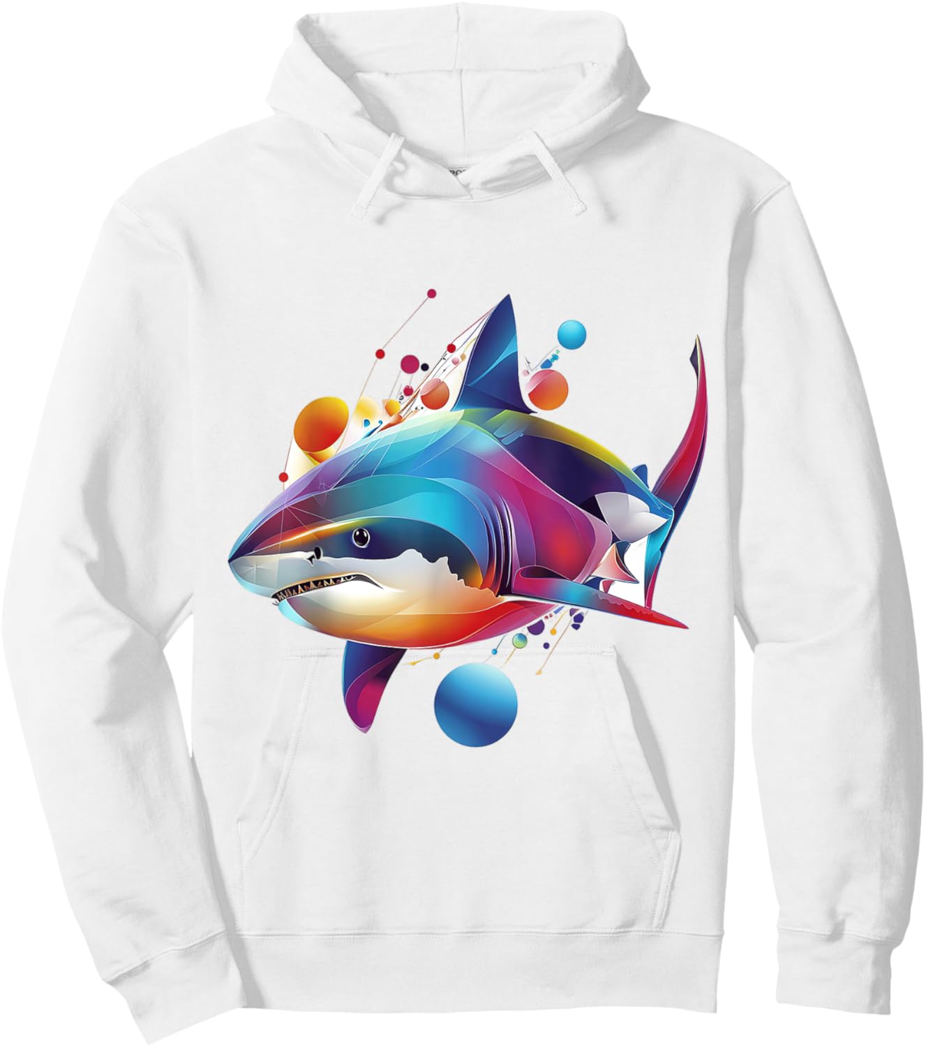 Shark Animal Print Motif Colorful Artwork Abstract Shark Hoodie - Hoodie | White
