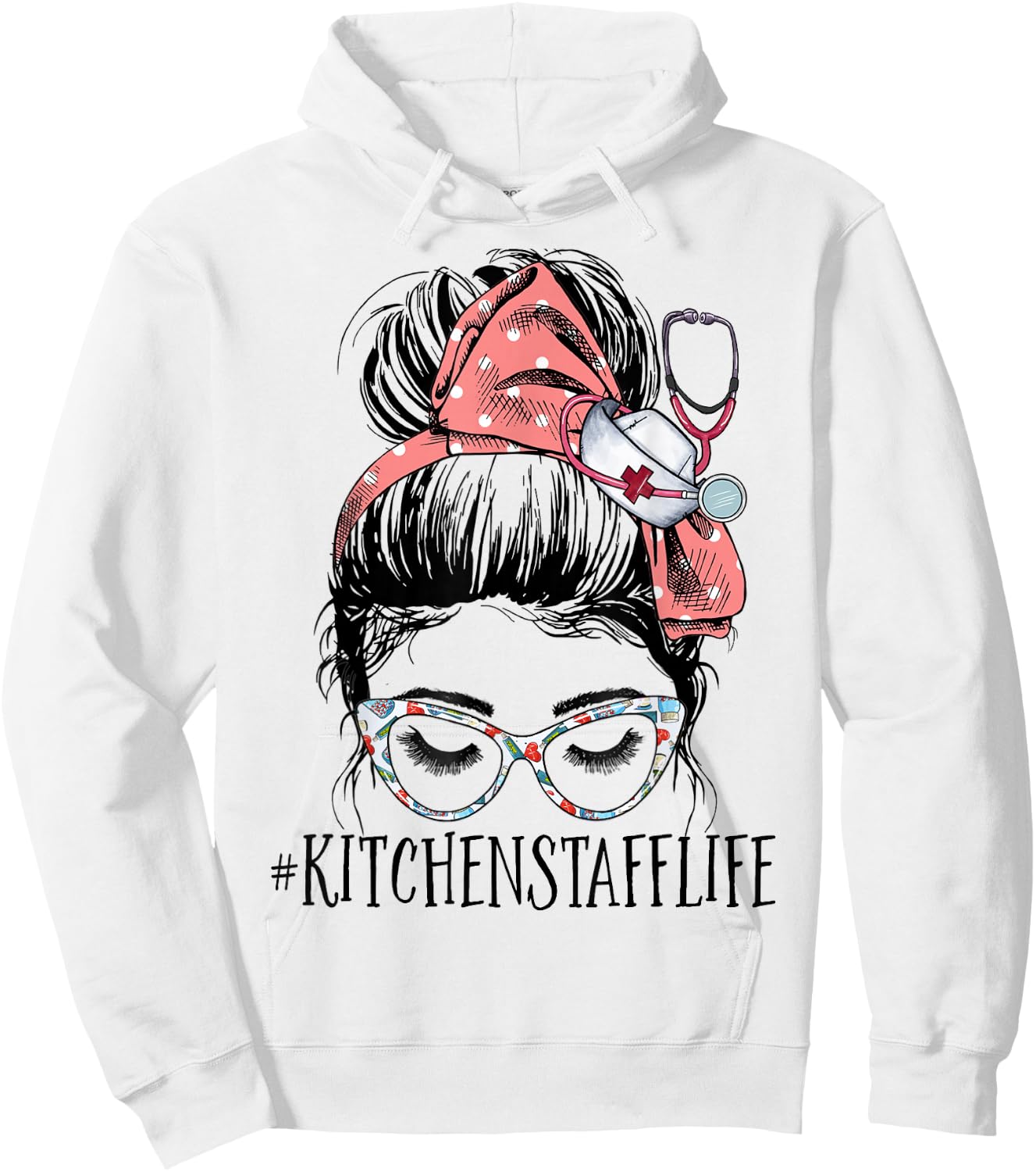 Kitchen Staff Life Messy Bun Healthcare Worker Chef Cooking Hoodie - Hoodie | White