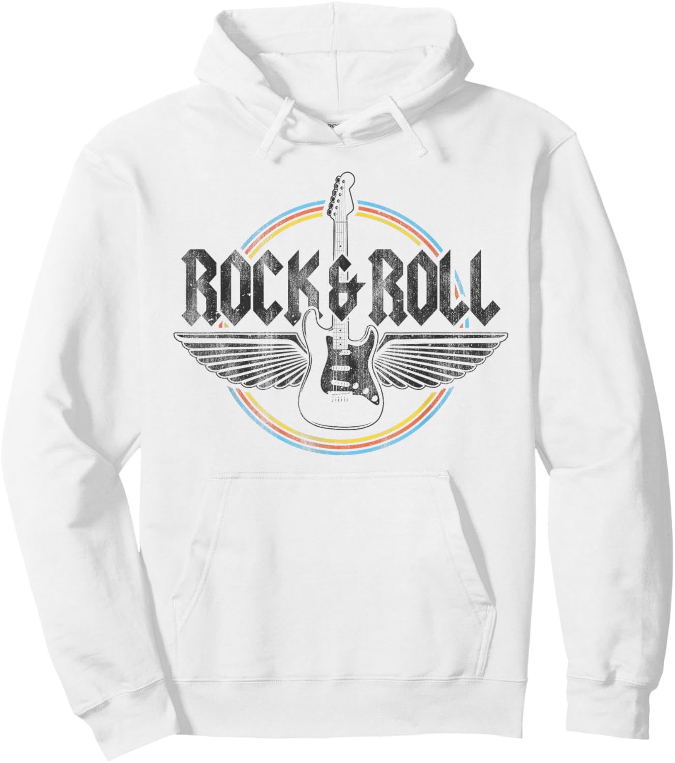 Retro Vintage Rock & Roll Guitar Wings Music Concert Band Hoodie - Hoodie | White