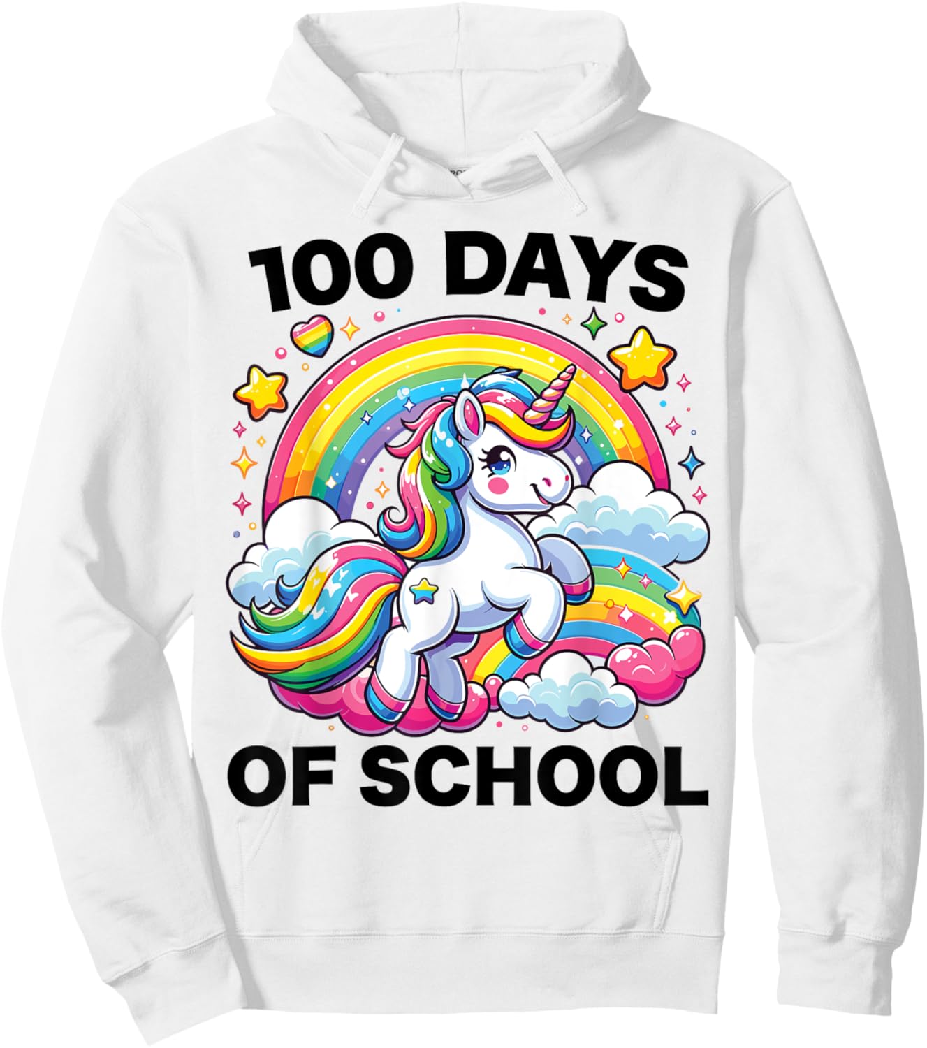 100 Days of School Unicorn Girls Teacher 100th Day of School Hoodie - Hoodie | White