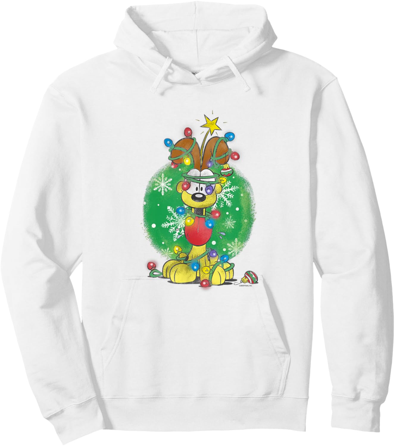Garfield Odie Wrapped In Christmas Lights Hoodie - Hoodie | White