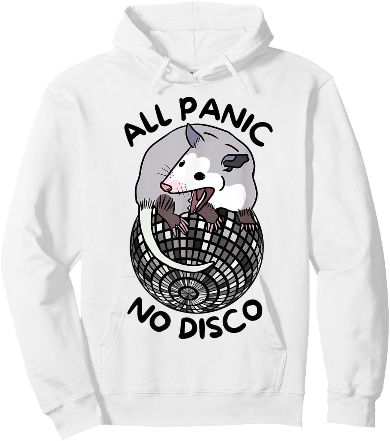 Opossum All Panic No Disco Funny Screaming Street Trash Cat Hoodie - Hoodie | White