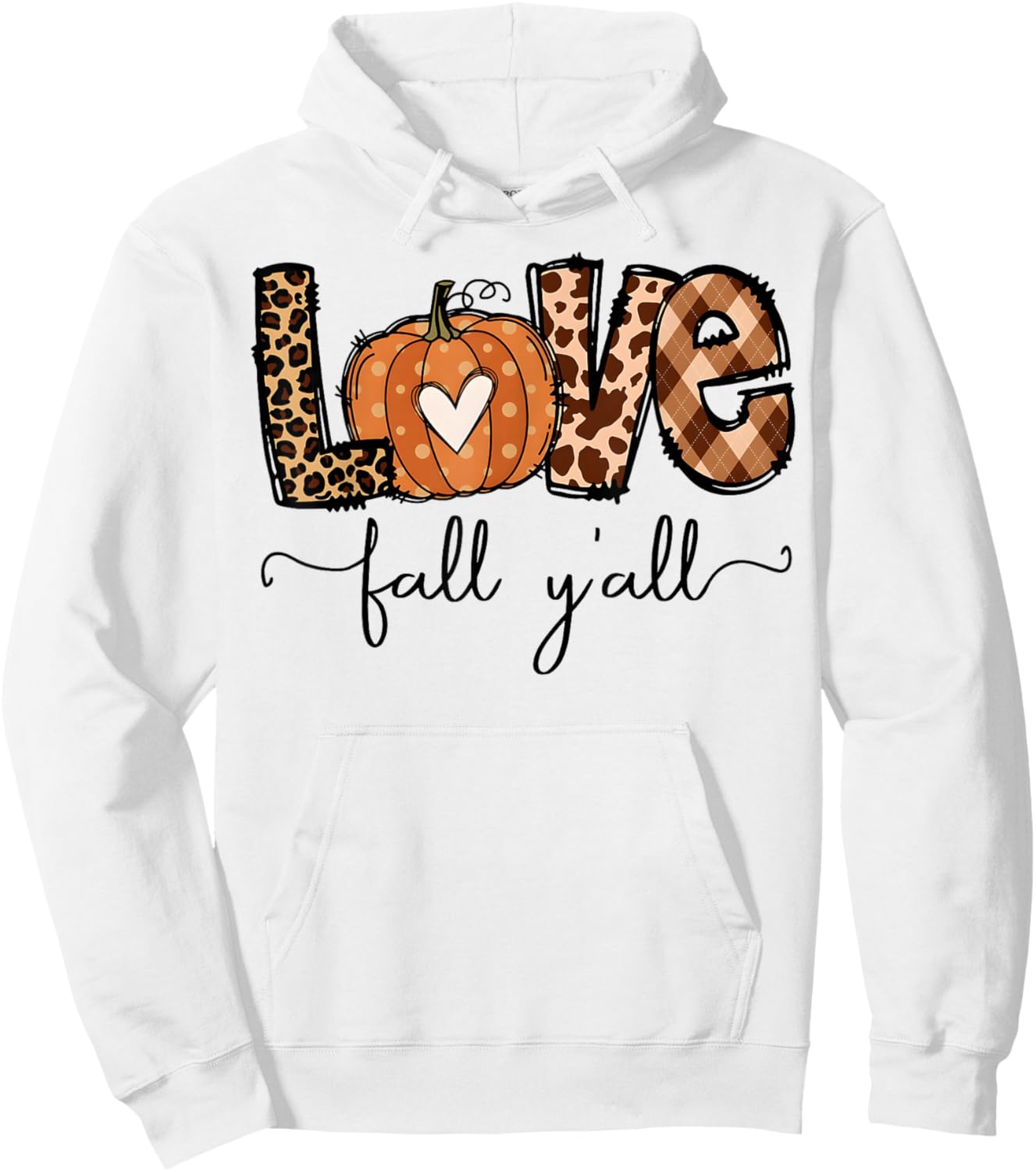 Hello Fall Pumpkin Love Fall Y'All Leopard Peace Love Fall Hoodie - Hoodie | White
