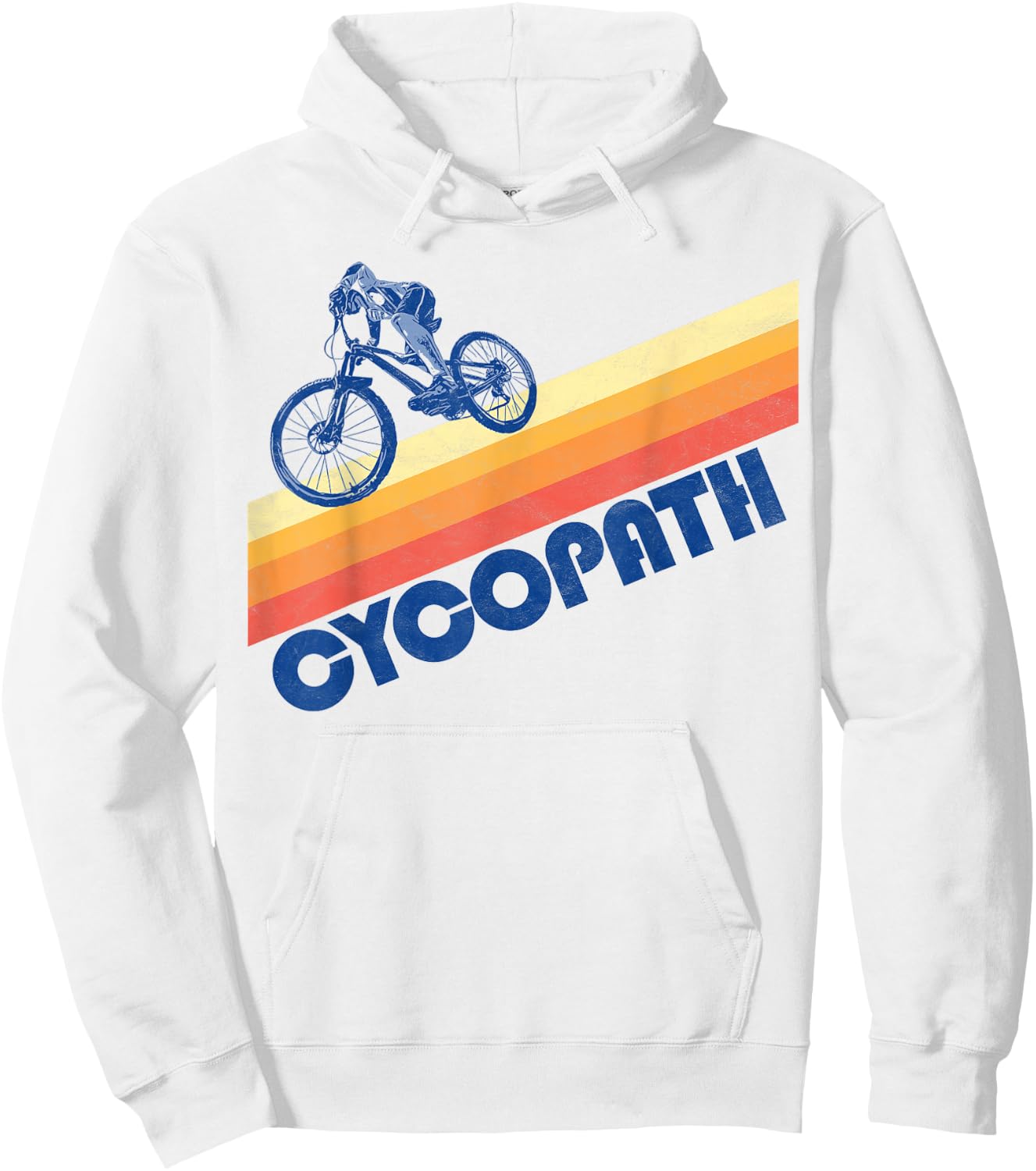 Cycopath! Funny Mountain Biking Vintage 80s Hoodie - Hoodie | White