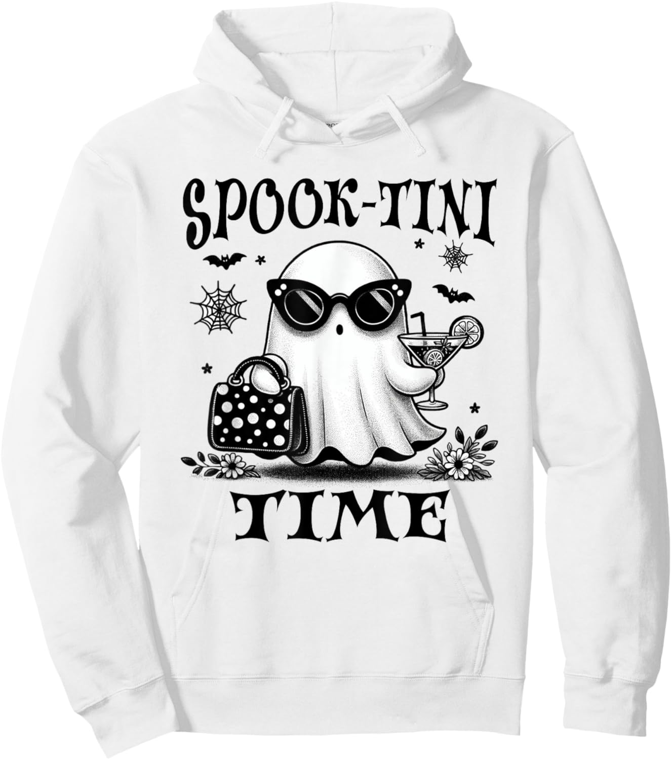 Martini Halloween, Cute Ghost Martini, Spook-tini Time, Fall Hoodie - Hoodie | White