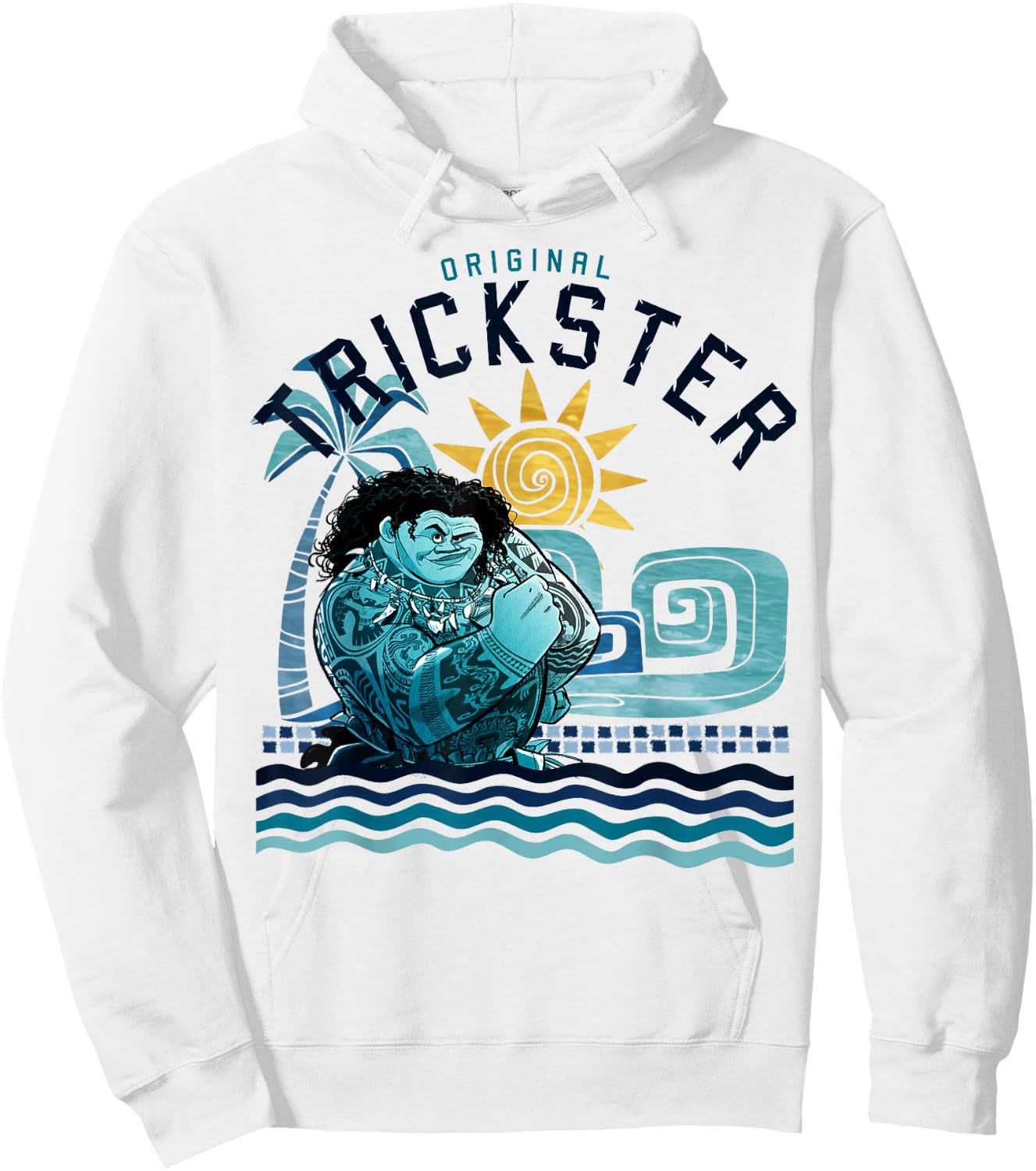Disney Moana Maui Original Trickster Blue Gradient Portrait Small Hoodie - Hoodie | White