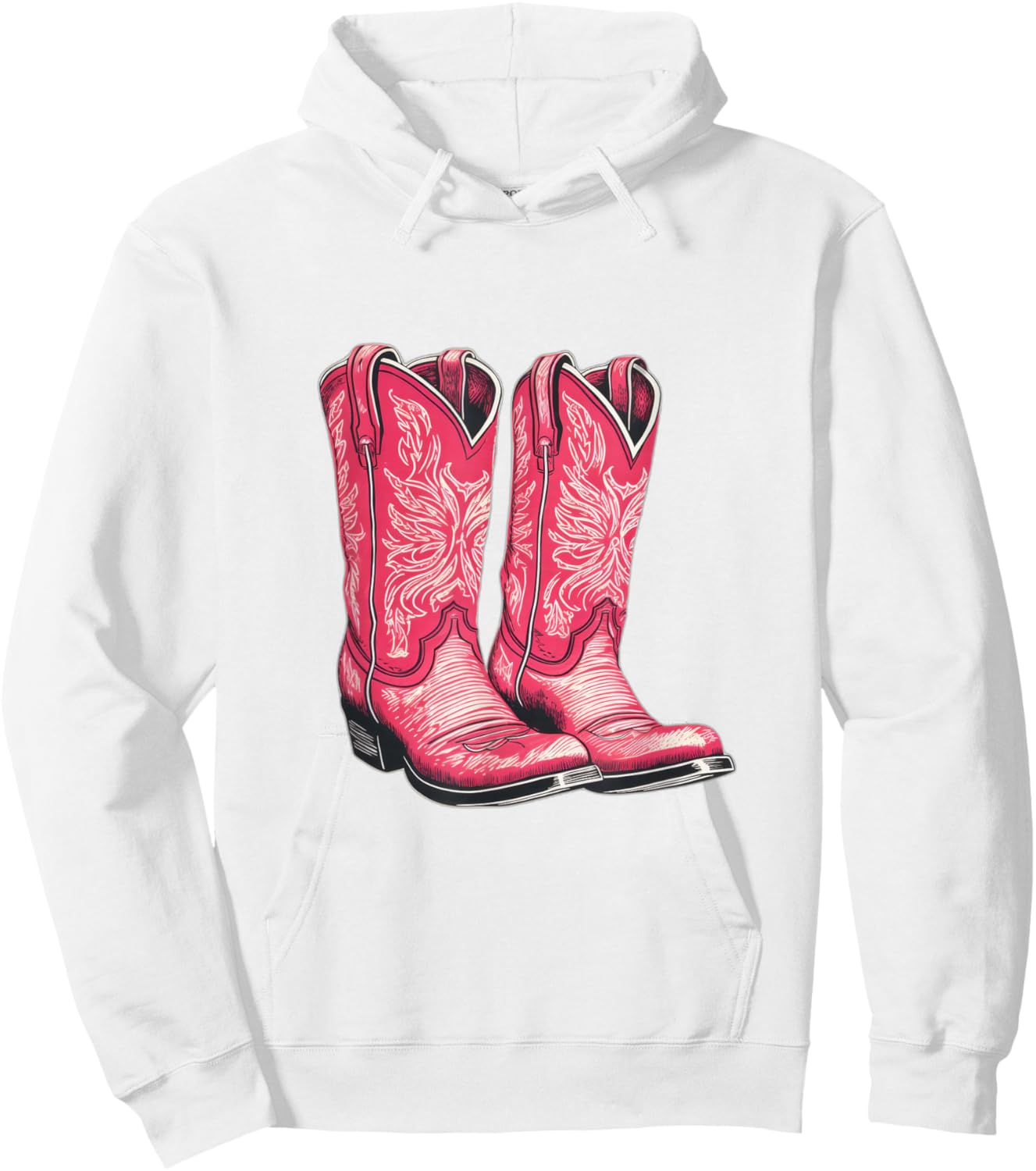 Pink Cowboy Boots Women Vintage Design Hoodie - Hoodie | White