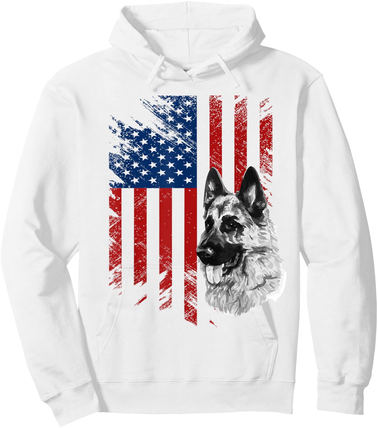 Patriotic German Shepherd USA American Flag Dog Pet Hoodie - Hoodie | White