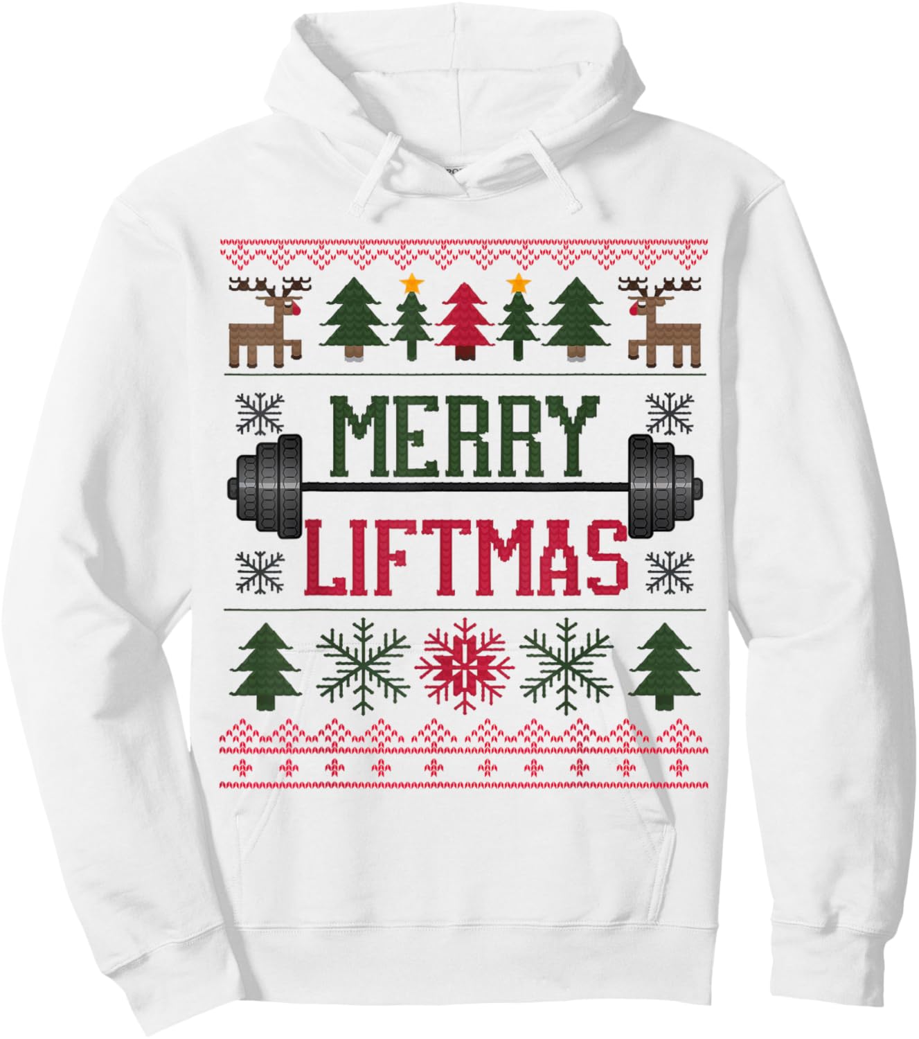 Merry Liftmas Weightlifter Fitness Hoodie - Hoodie | White
