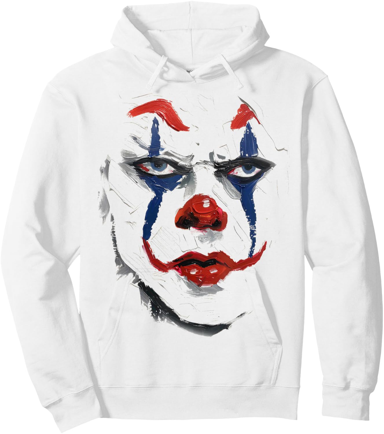 Intense Scary Painted Clown Face Red Blue Halloween Hoodie - Hoodie | White