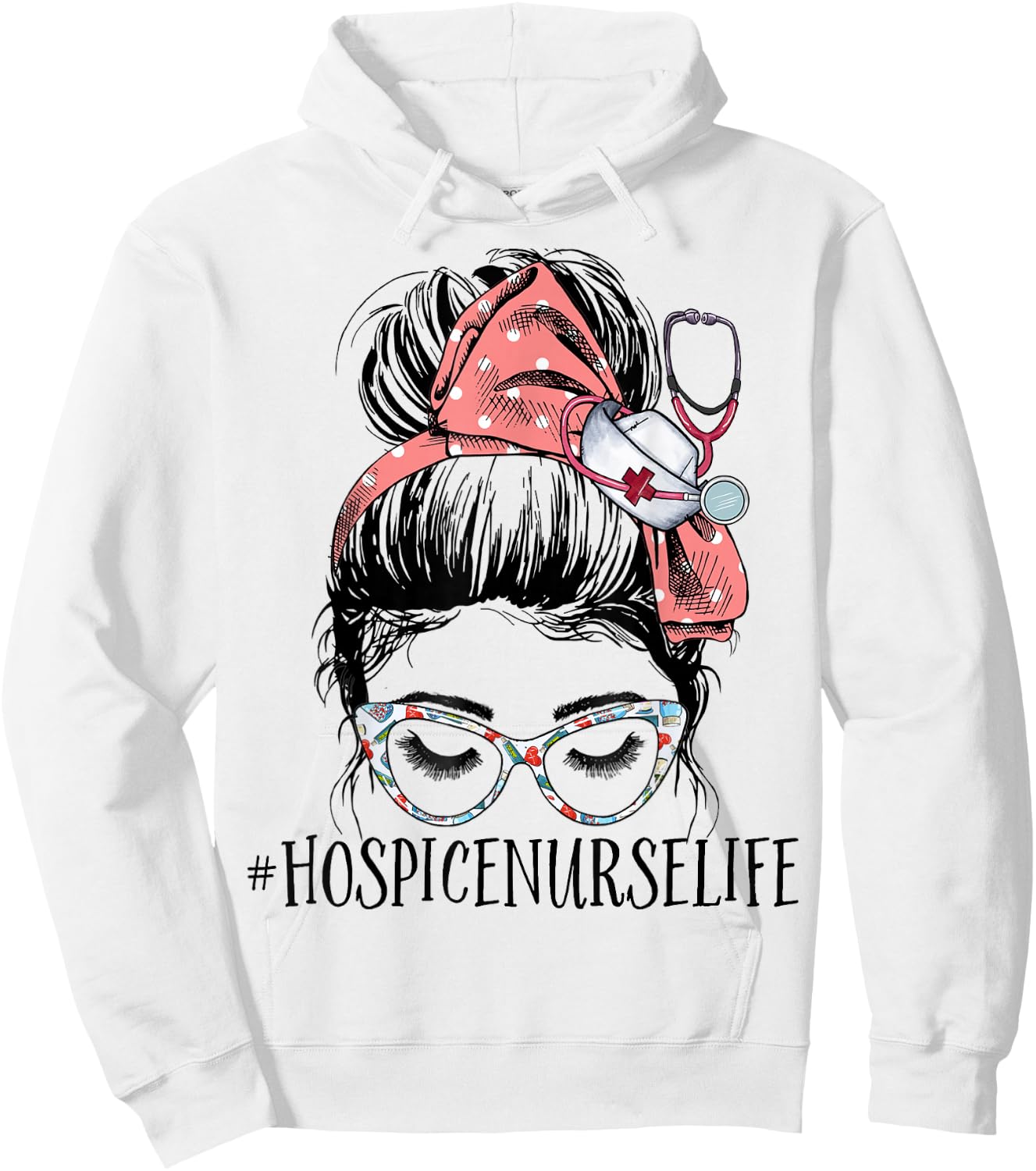 Hospice Nurse Life Funny Messy Bun RN Registered Nursing Hoodie - Hoodie | White
