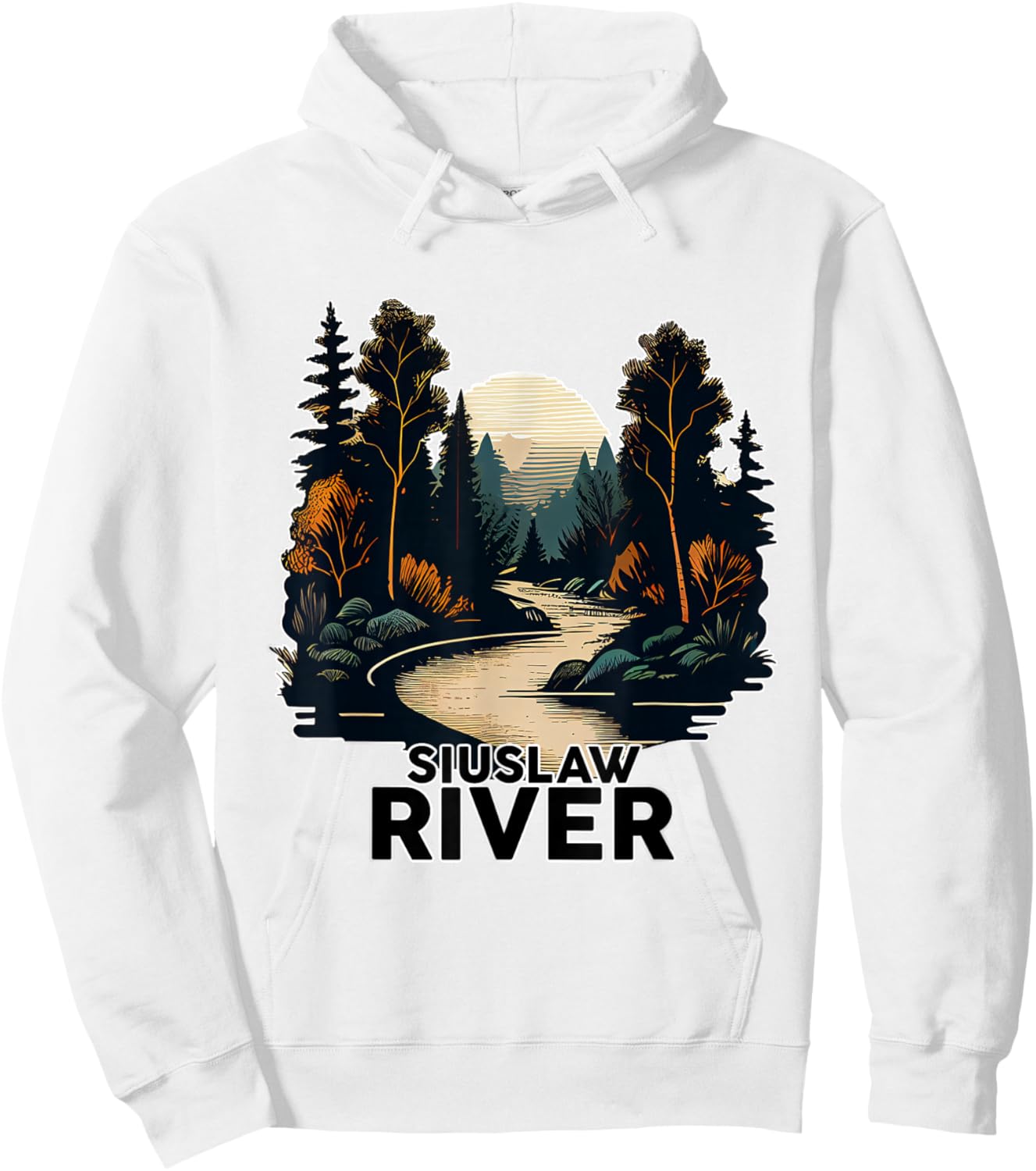 Siuslaw River Retro Minimalist River Siuslaw Hoodie - Hoodie | White