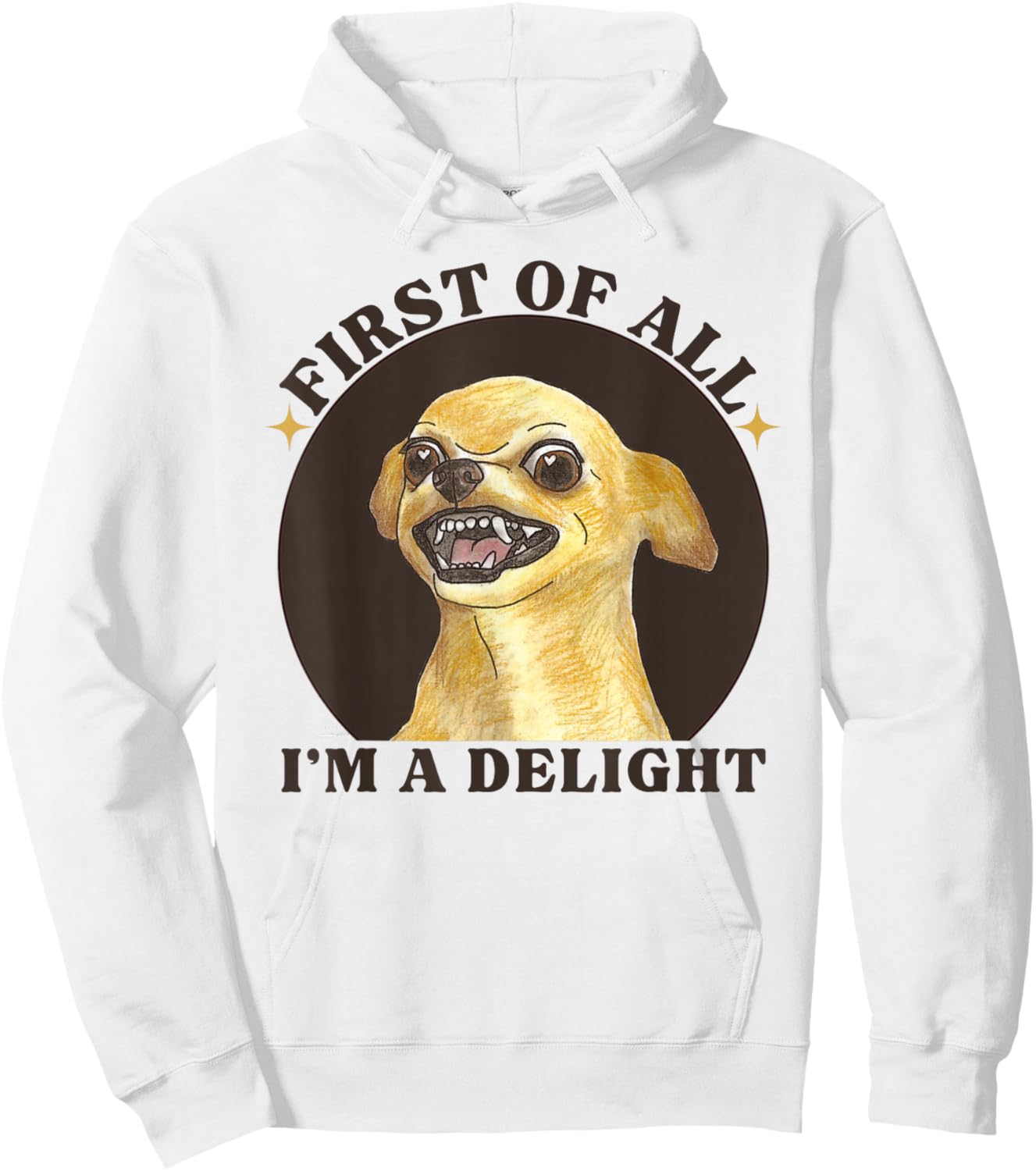 First Of All I'm A Delight Angry Chihuahua Lover Sarcastic Hoodie - Hoodie | White