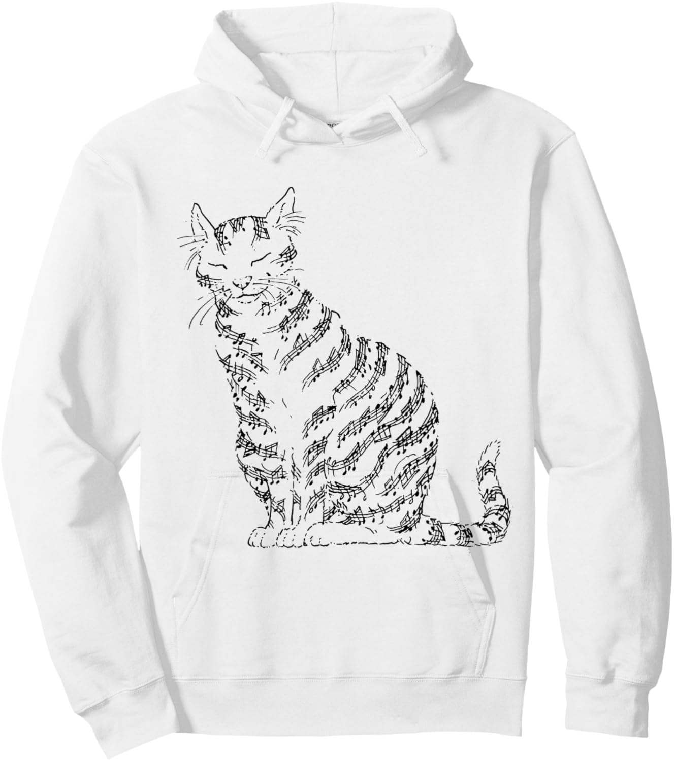 Cute Cat Kitty Playing Music Note Clef Musician Art Hoodie - Hoodie | White