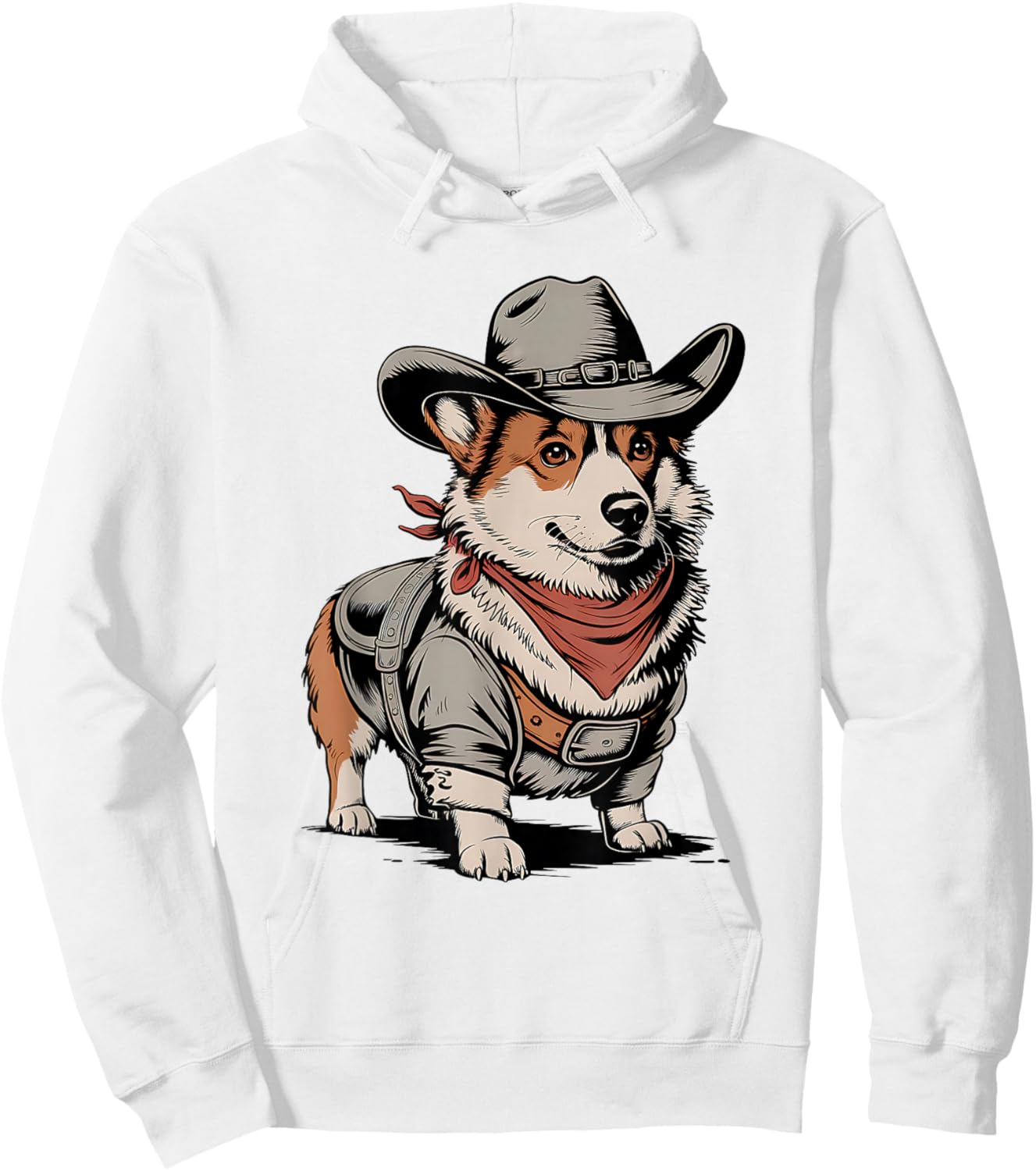 Adults & Kids Corgi Lover Country Western White Small Hoodie - Hoodie | White