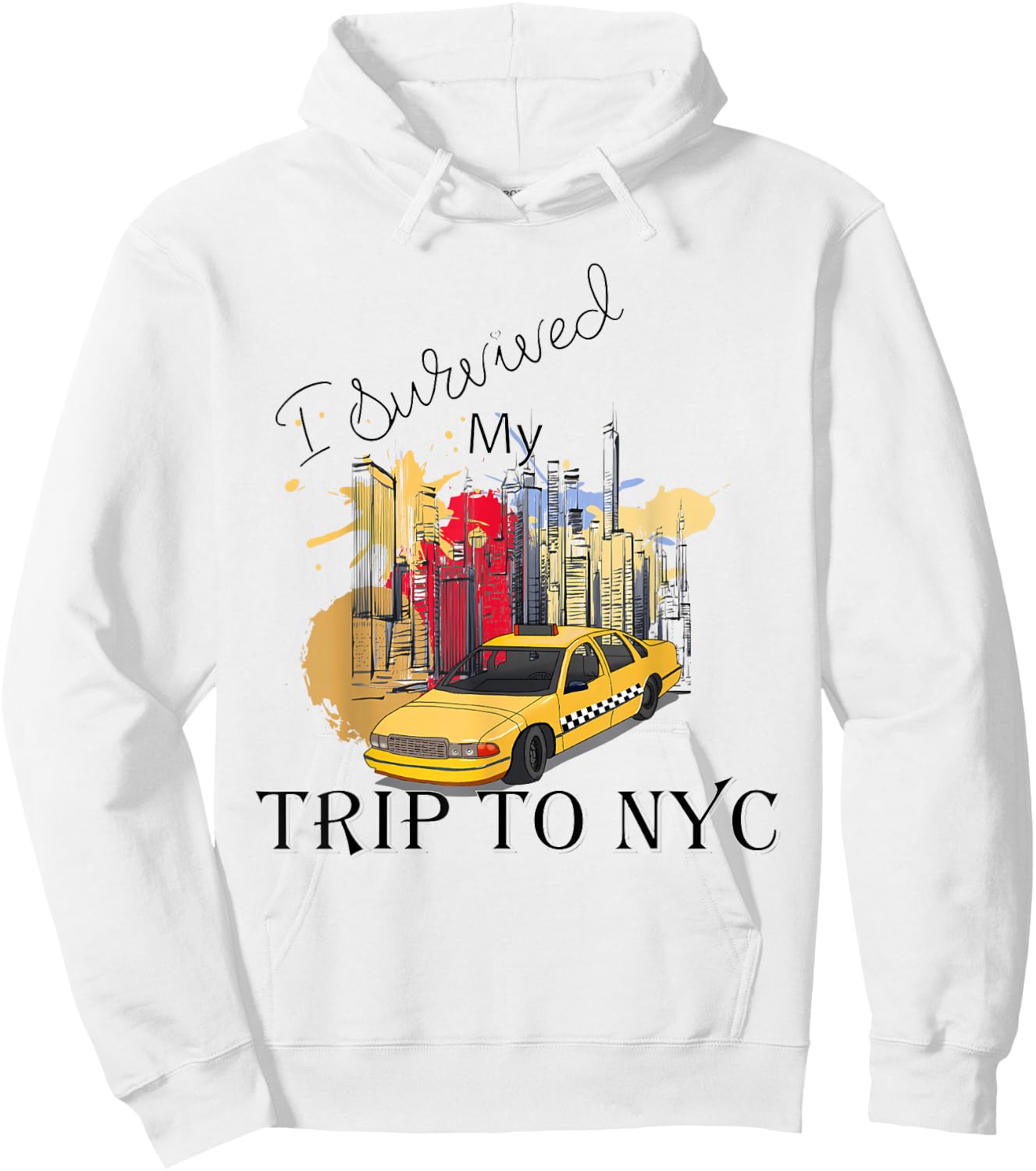 I Survived My Trip to NYC Graphic New York City Line Hoodie - Hoodie | White
