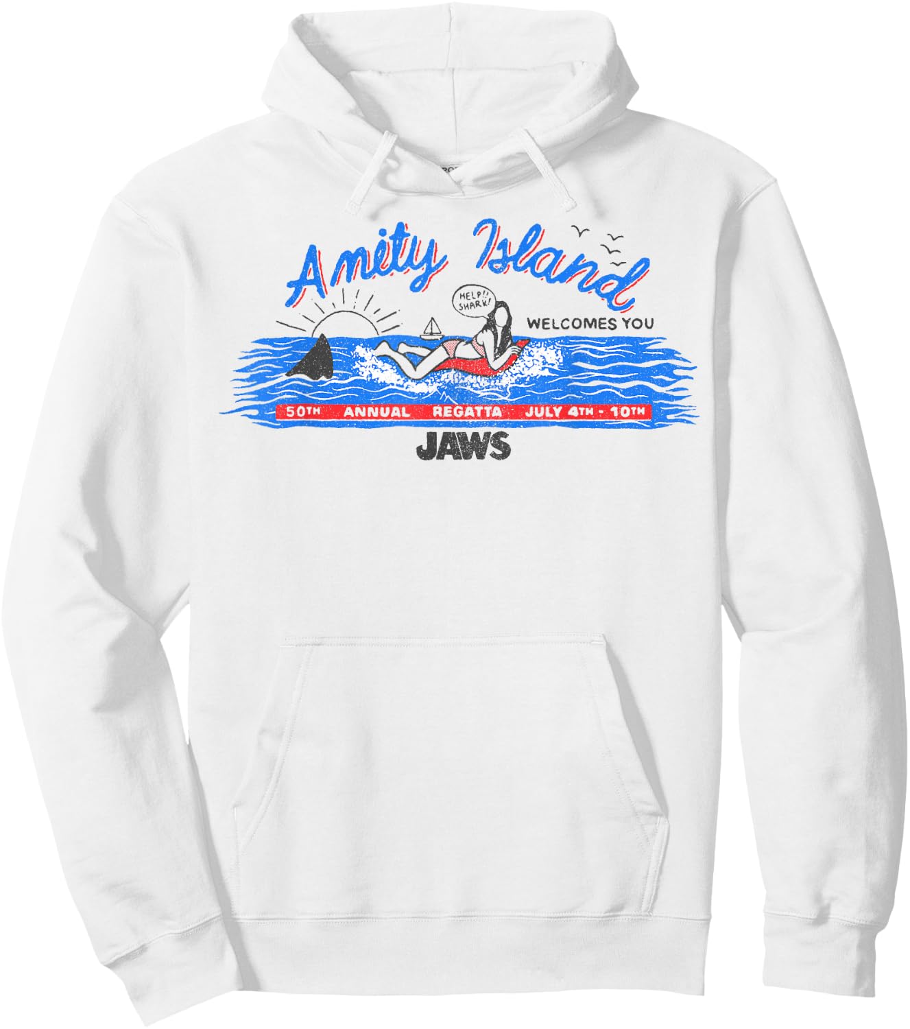 Jaws Amity Island Billboard Hoodie - Hoodie | White