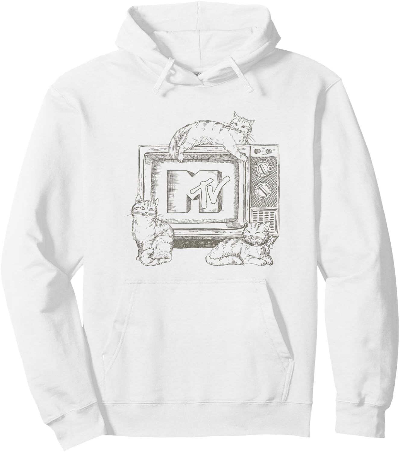 MTV Cats Lounging on TV MTV Logo Hoodie - Hoodie | White