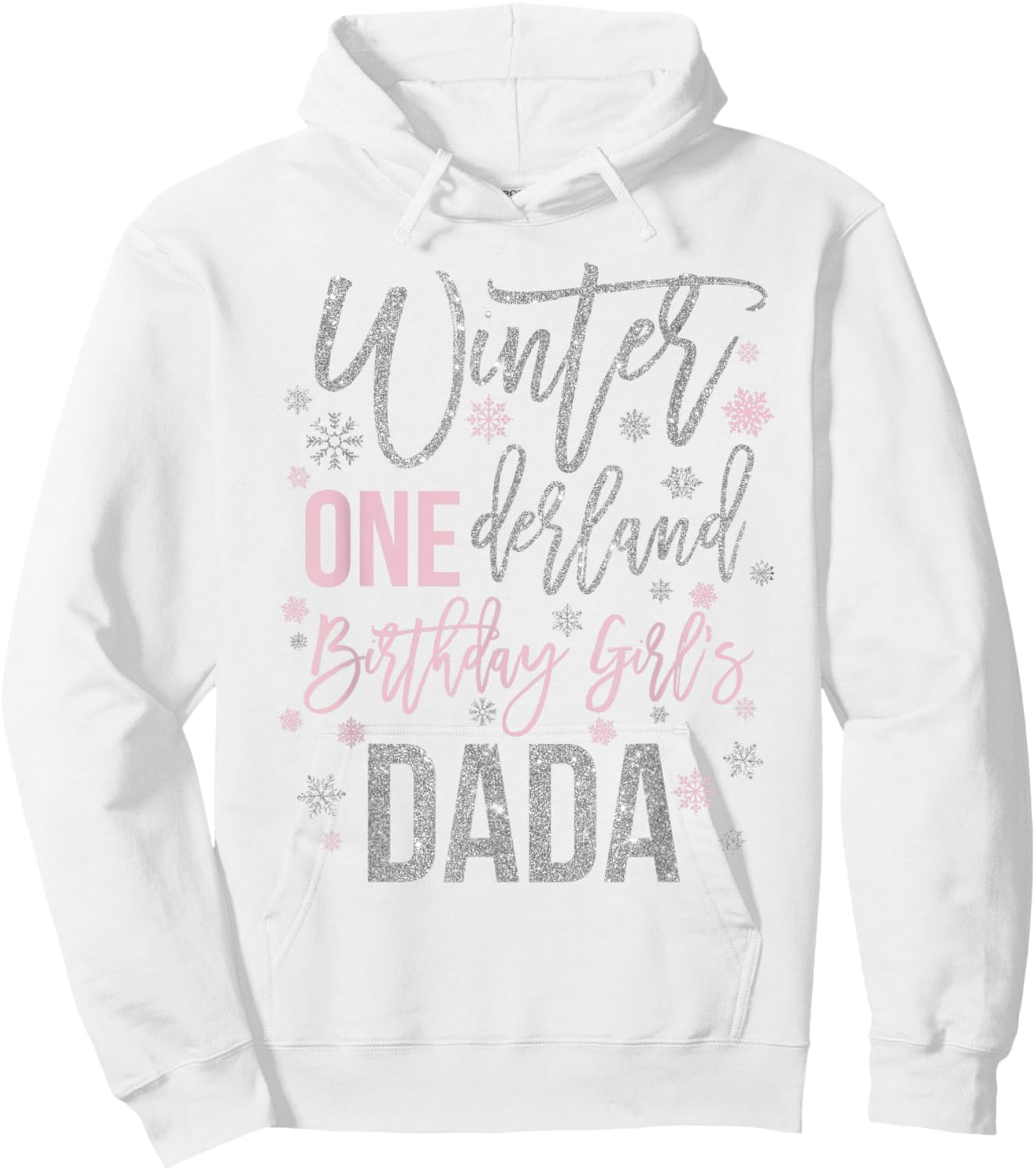 Dada Pink Winter Onederland 1st Birthday Snowflake Matching Hoodie - Hoodie | White