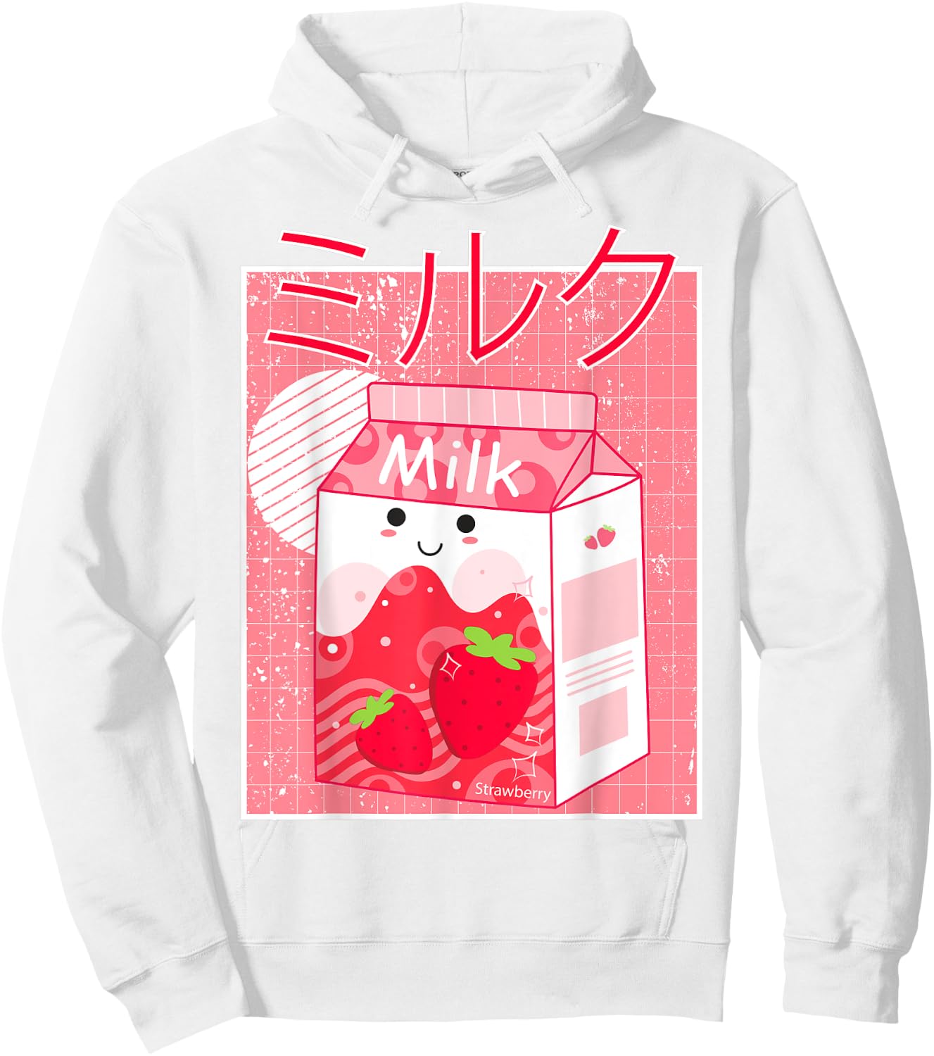 Pink Strawberry Milk Shake Kawaii pastel Goth Japanese 90's Hoodie - Hoodie | White