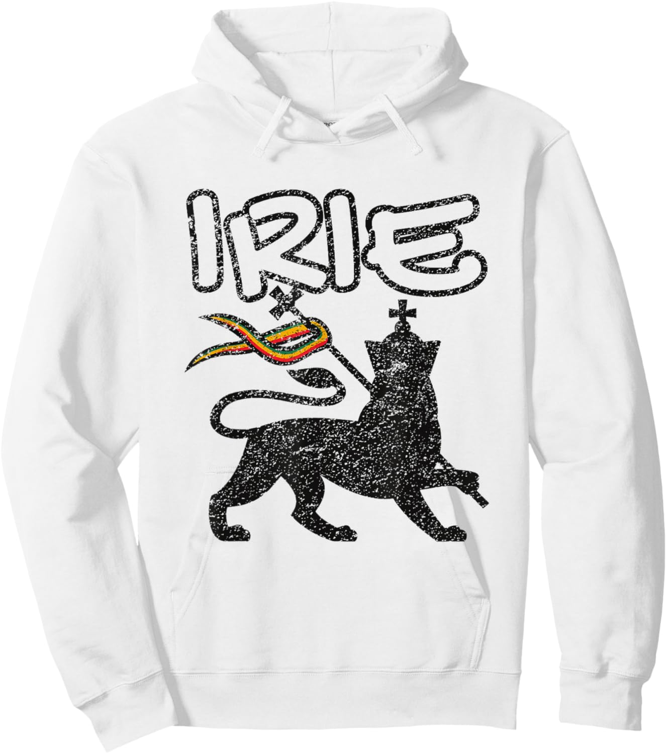 Irie Lion Of Judah Distressed Retro Vintage Reggae Hoodie - Hoodie | White