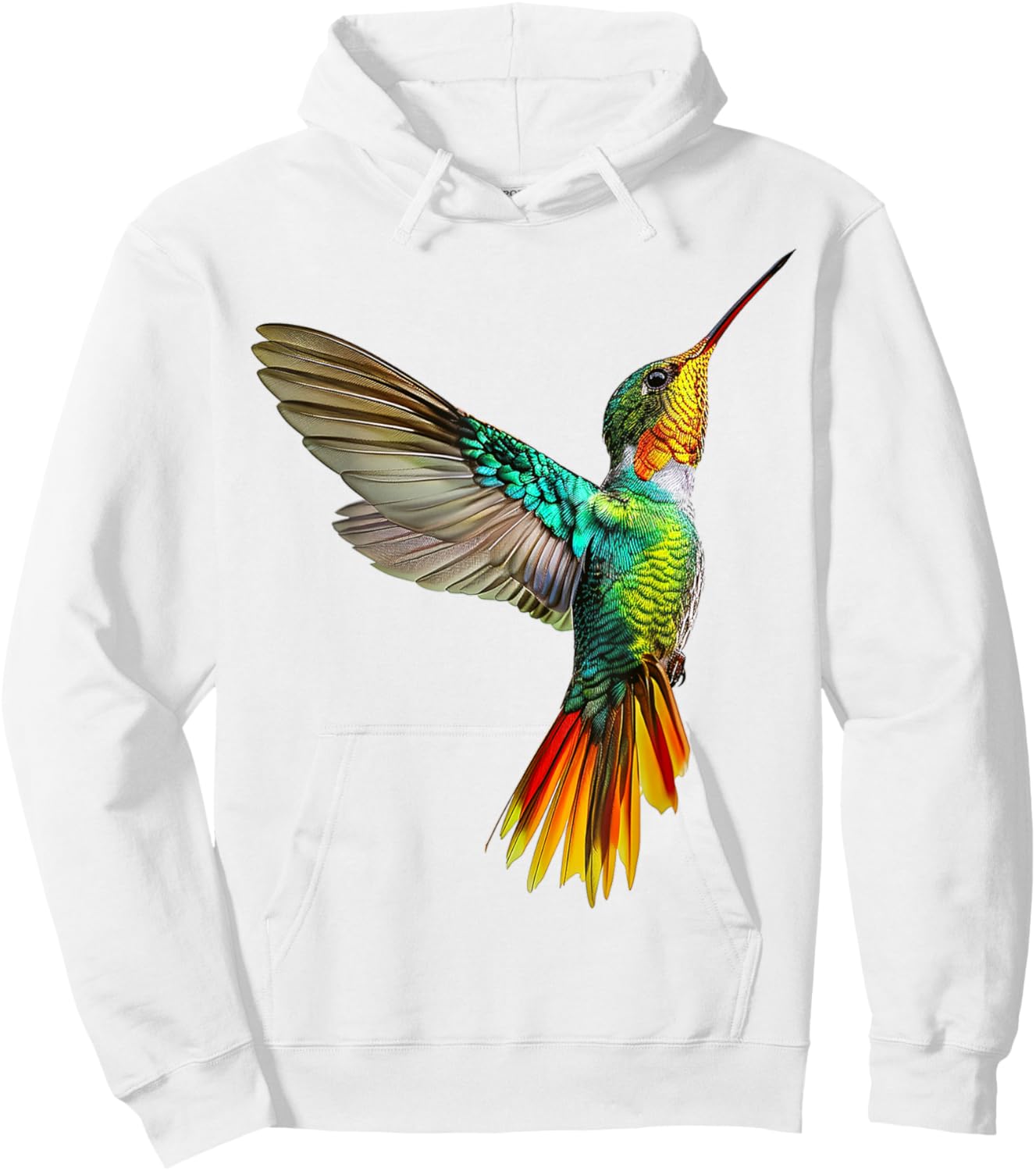 Hummingbird Anime Colorful Graphic Animal Art Bird Hoodie - Hoodie | White