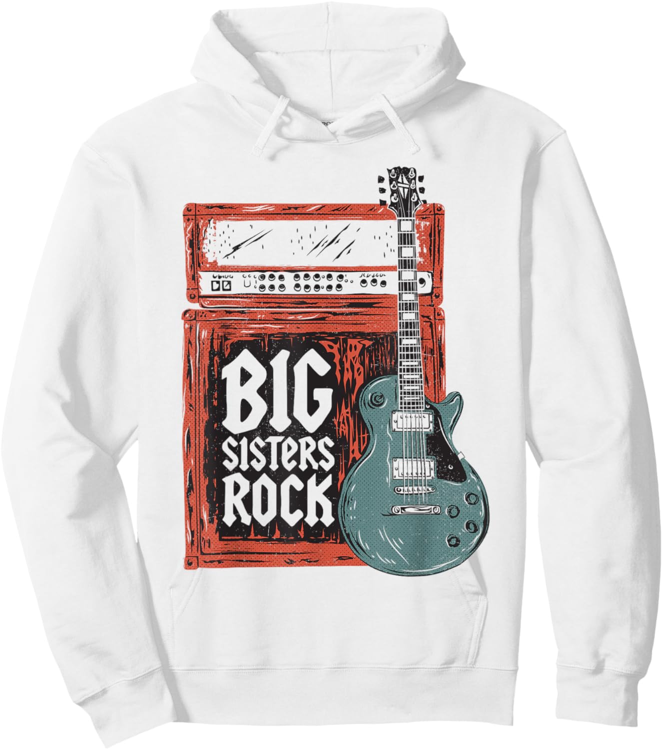 Big Sisters Rock Guitar Funny Guitarist Sister Sibling Music Hoodie - Hoodie | White