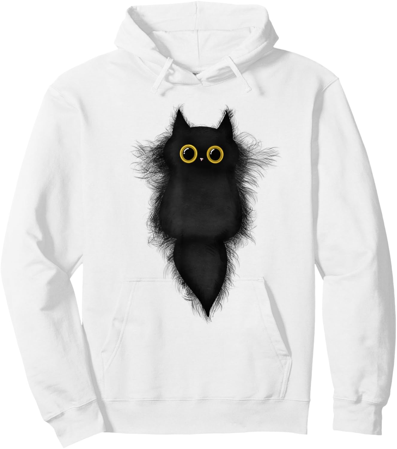 Cute Funny Black Cat Yellow Eyes Cat Lover Cat Mom Cat Dad Hoodie - Hoodie | White