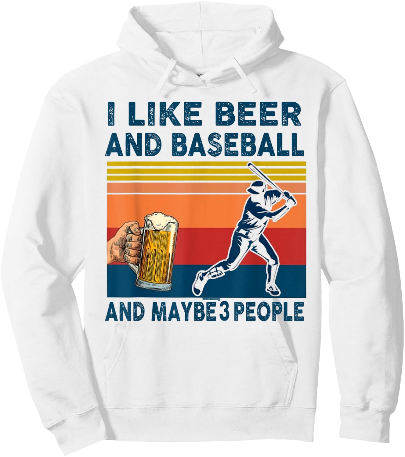 I Like Beer And Baseball And Maybe 3 People Hoodie - Hoodie | White