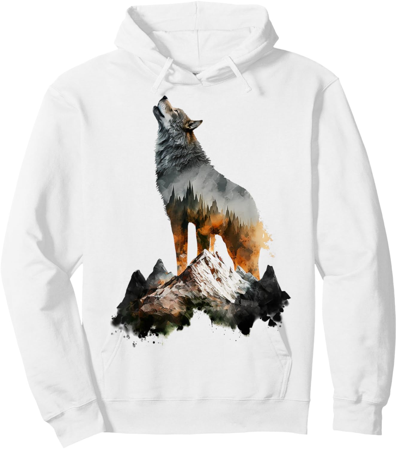 Wolf heult Berge Natur Tierkunst Tierliebhaber Wolf Hoodie - Hoodie | White