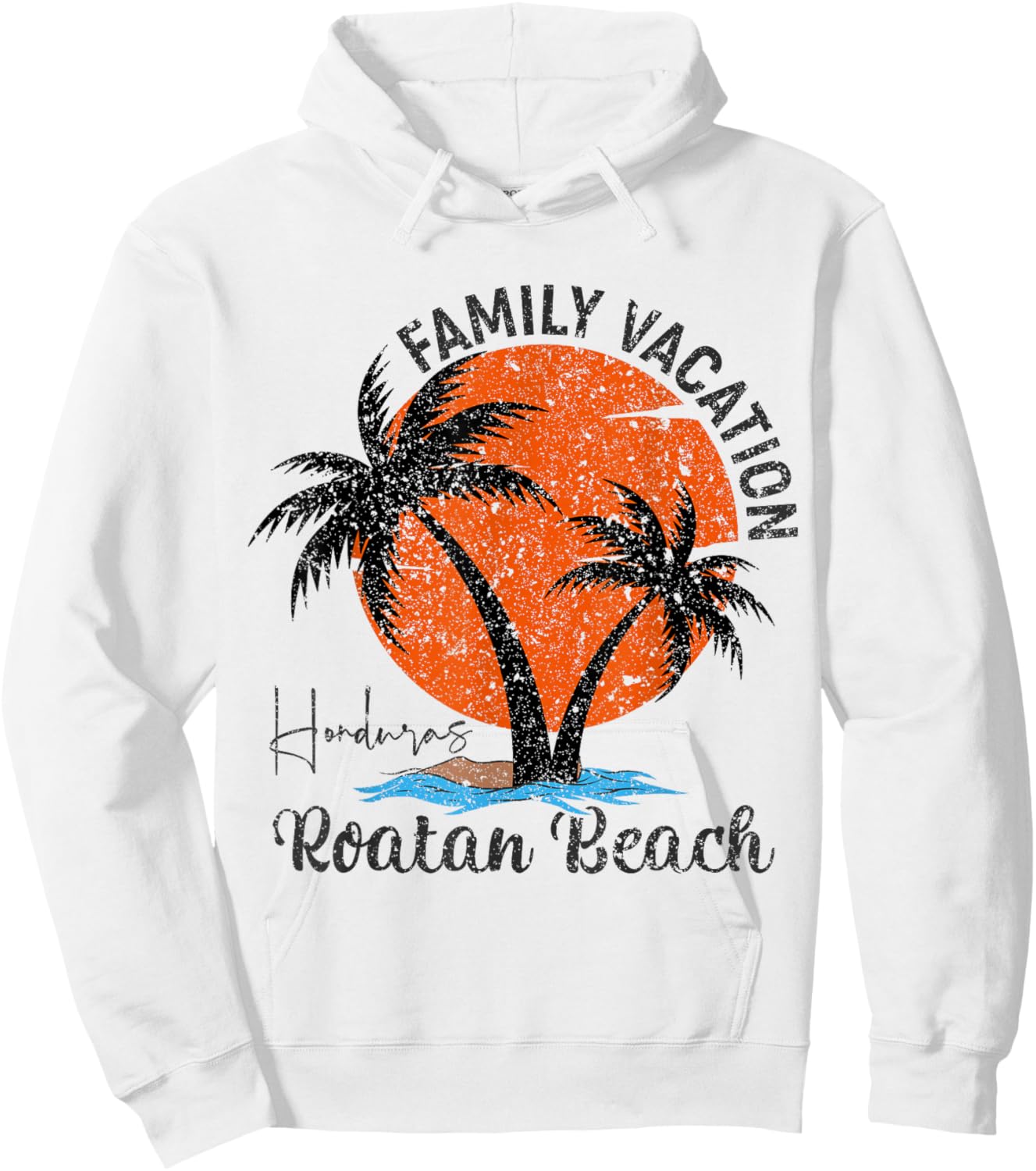 Vintage Family Vacation Palm Trees Roatan Honduras Beach Hoodie - Hoodie | White