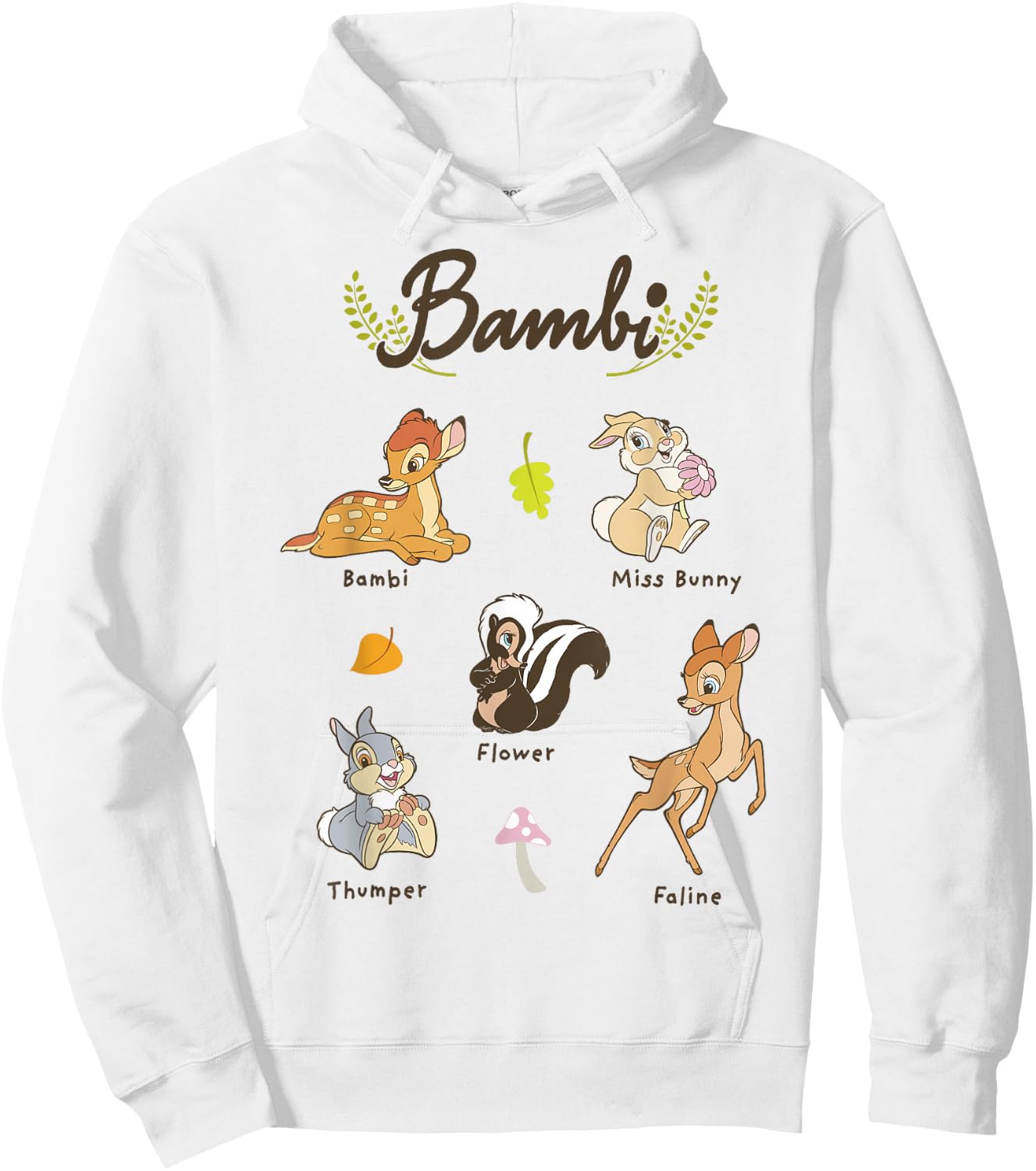 Disney Bambi Vintage Movie Characters Textbook Display Hoodie - Hoodie | White