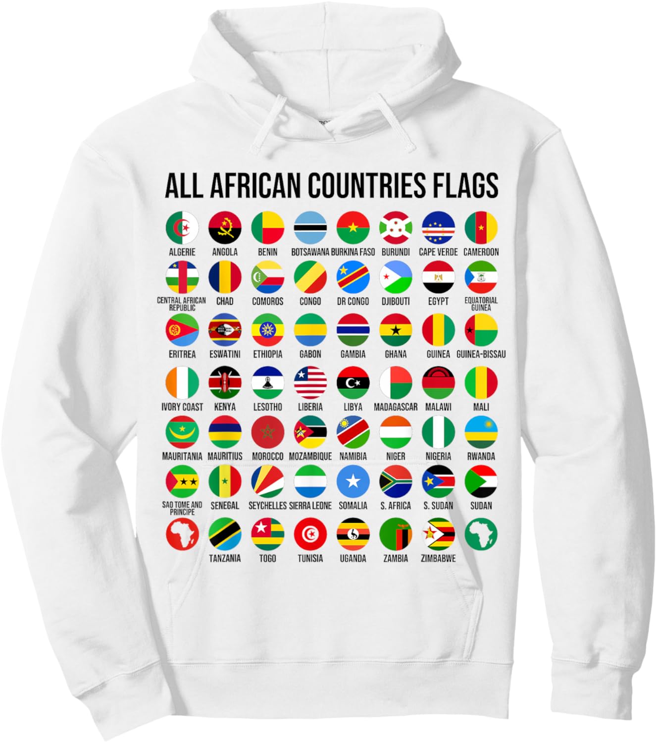 Flags of the Countries of Africa 54 Flag African Geography Hoodie - Hoodie | White