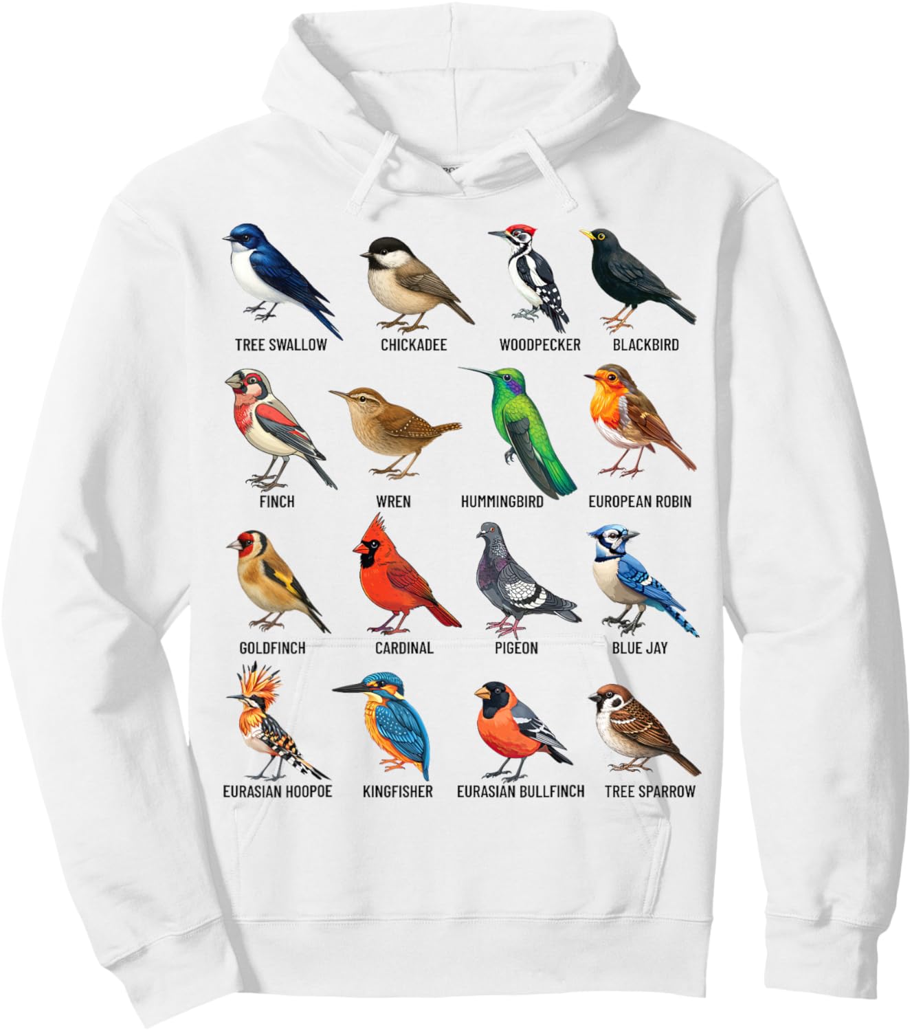Garden Birds Ornithology Nature Educational Boys Girls Kids Hoodie - Hoodie | White
