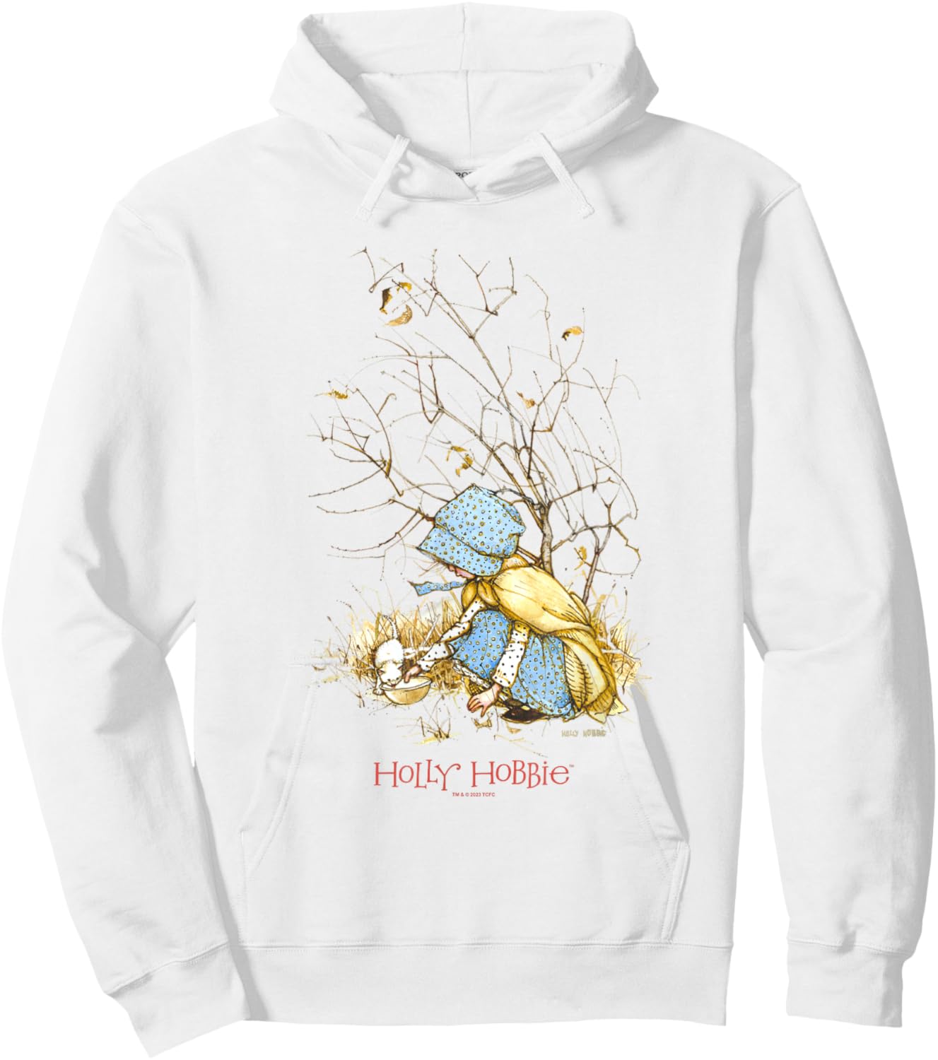 Holly Hobbie Vintage Christmas Kitten Sweet Winter Scene Hoodie - Hoodie | White
