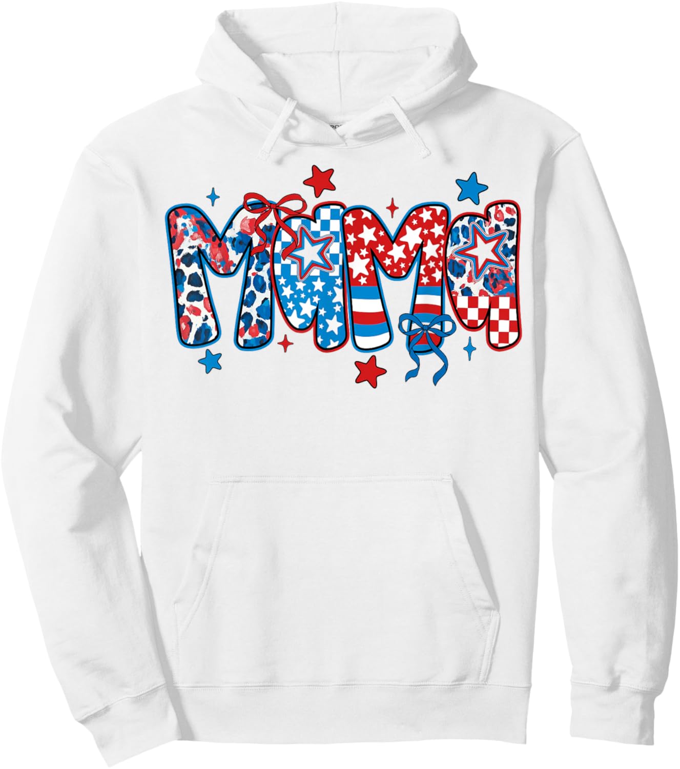 4th Of July Mama Mom Women Coquette Patriotic USA Mama Hoodie - Hoodie | White