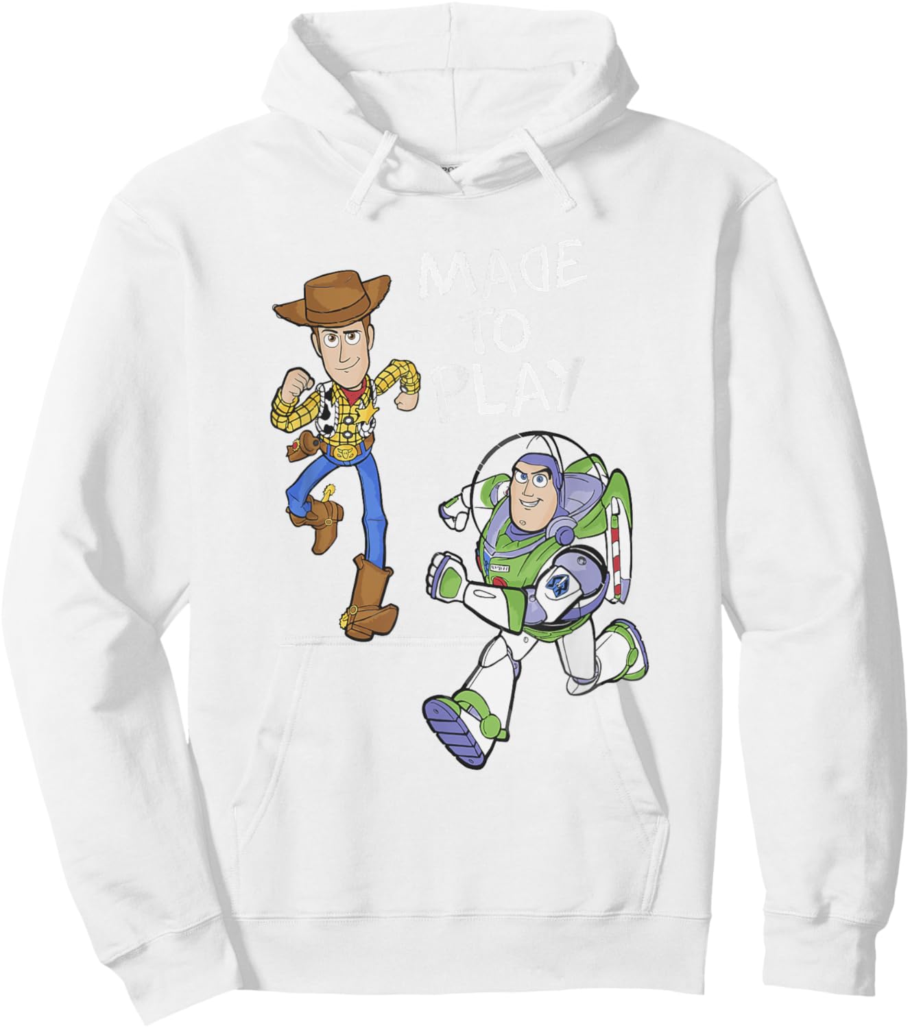Disney Pixar Toy Story Woody Buzz Made To Play Chest Poster Hoodie - Hoodie | White