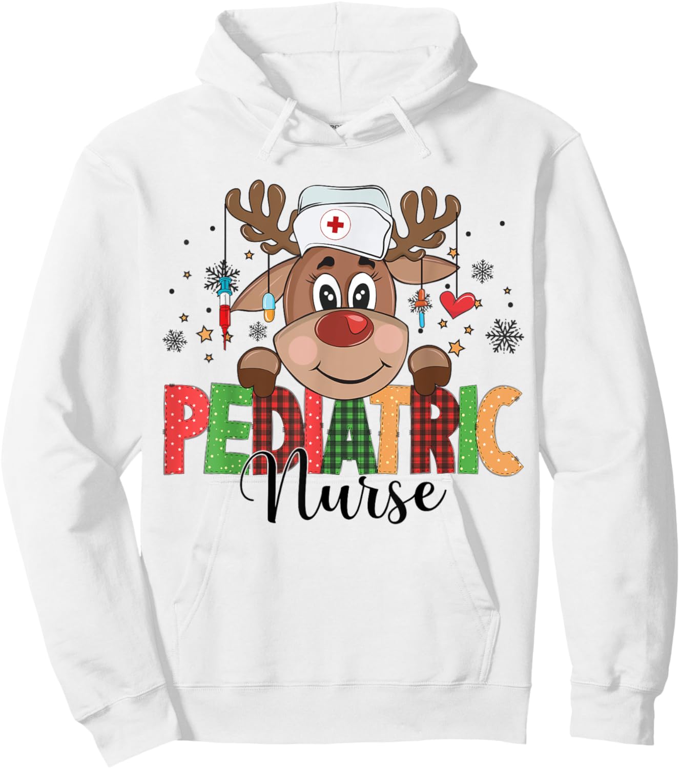 Christmas Pediatric Nurse Reindeer Nursing Xmas Hoodie - Hoodie | White