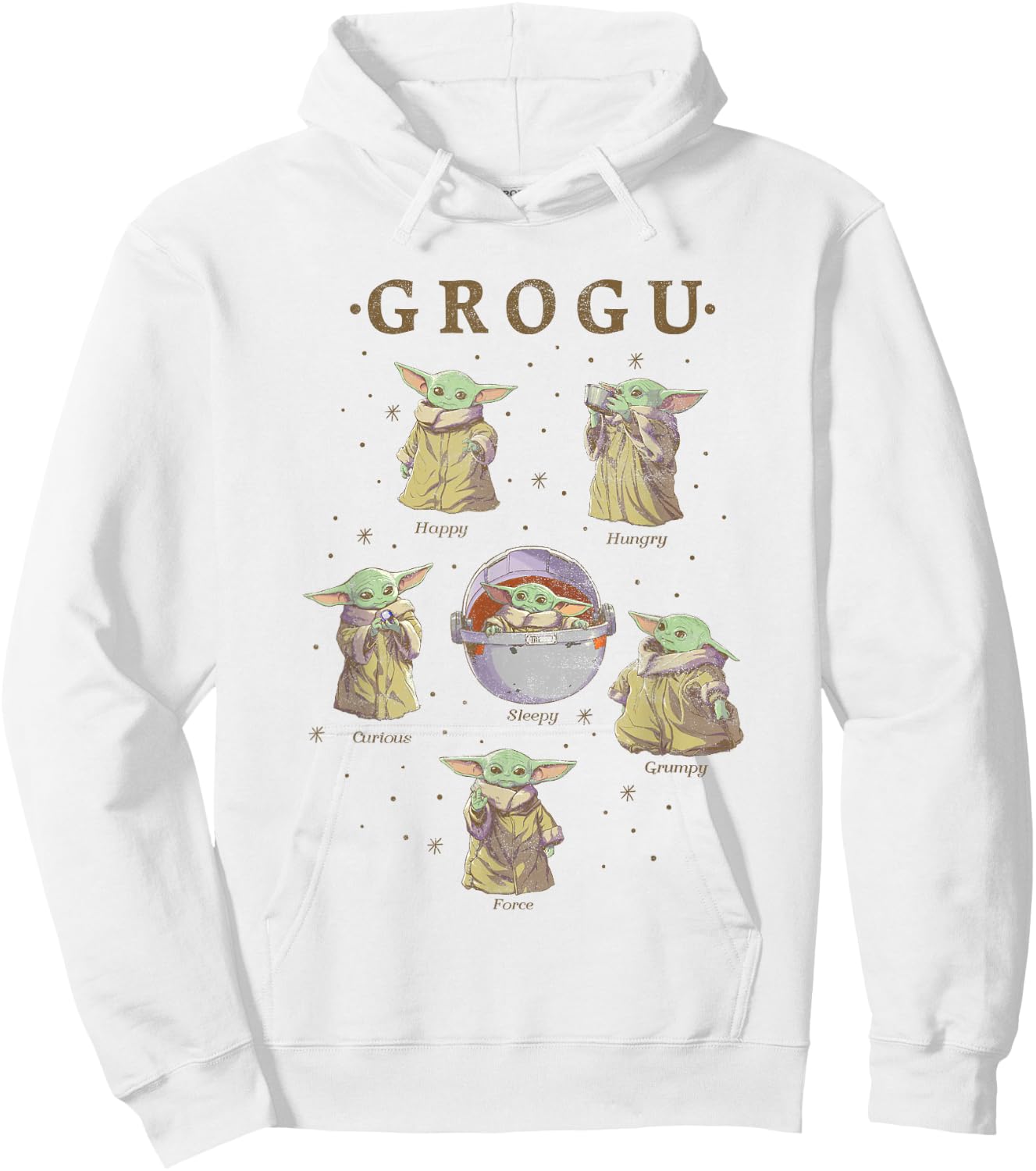 Star Wars: The Mandalorian Grogu Moods Of The Child Vintage Hoodie - Hoodie | White