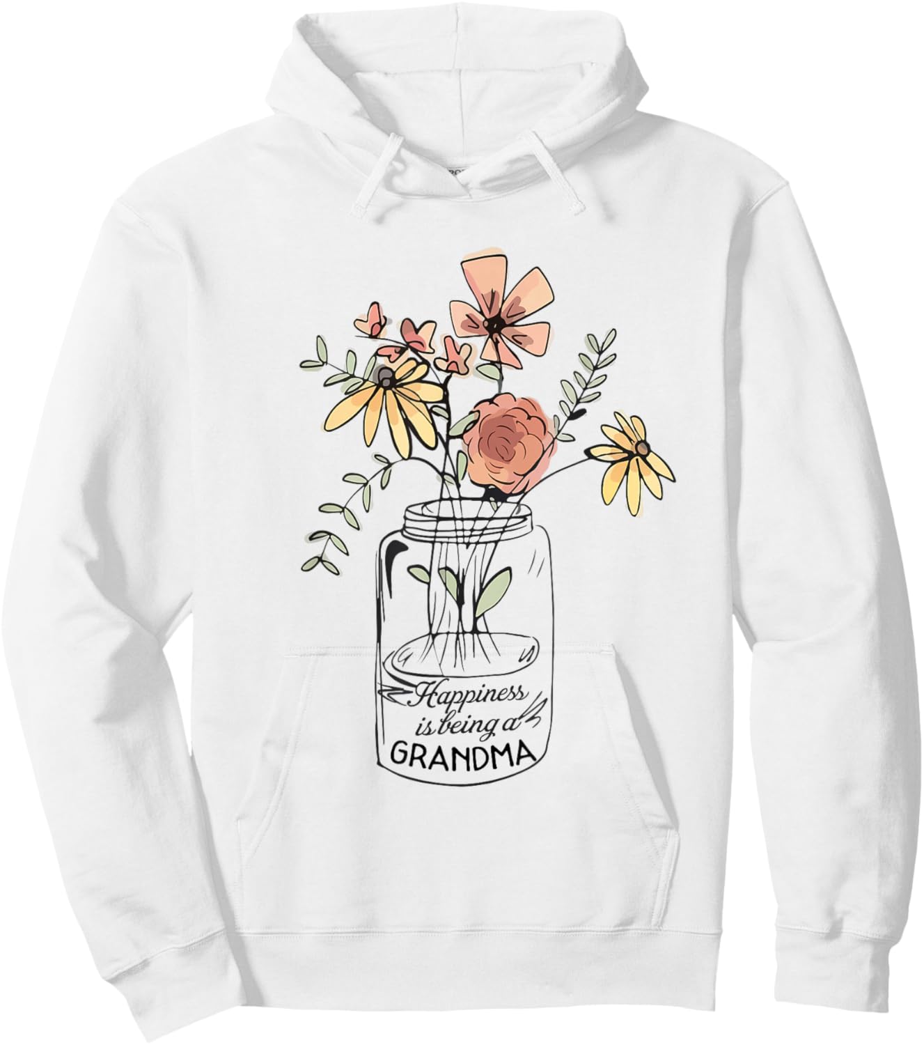 Happiness Is Being Grandma Life - Flower Art-Grandma Hoodie - Hoodie | White