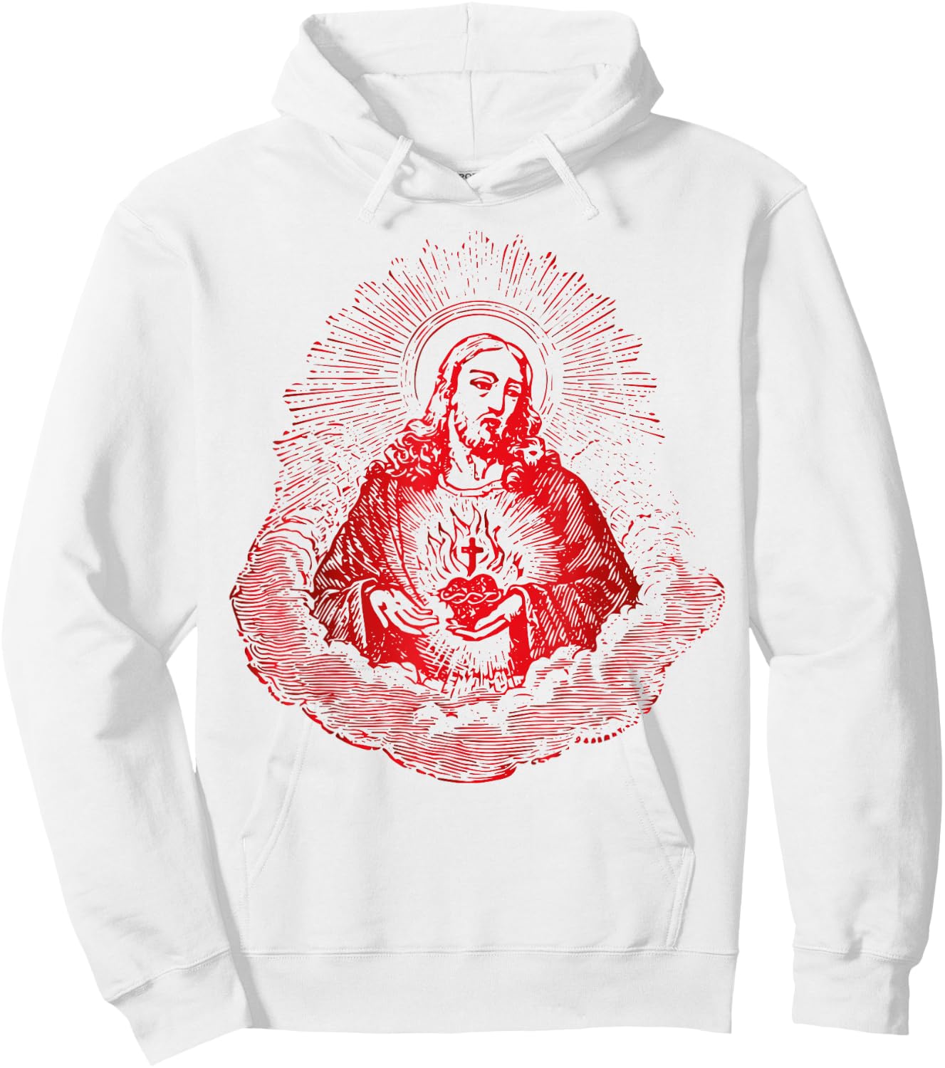 Sacred Heart of Jesus Christ Vintage Art Catholic Hoodie - Hoodie | White