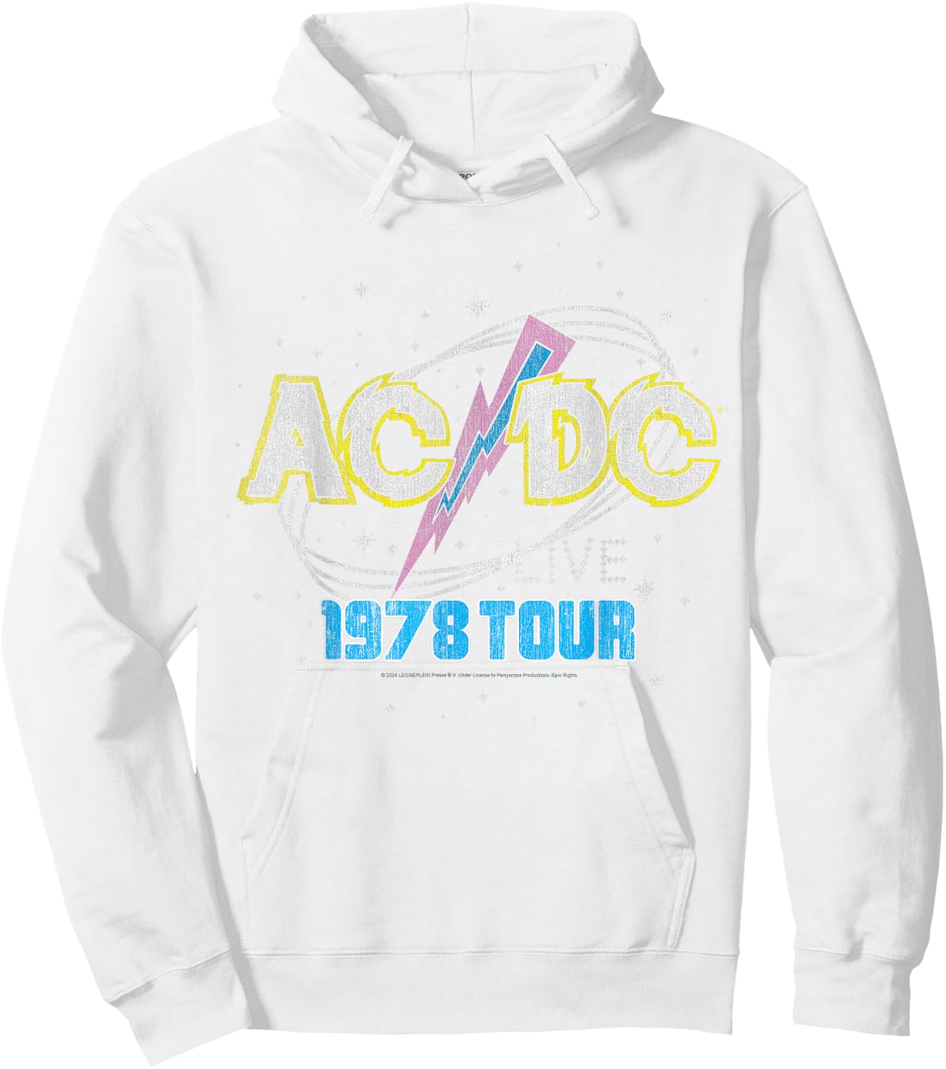 Official AC/DC Vintage Rock Tour 1978 Blue Hoodie - Hoodie | White
