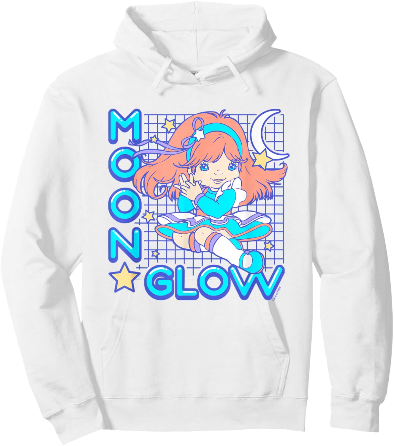 Rainbow Brite Moon Glow Vintage Neon Grid Logo Hoodie - Hoodie | White