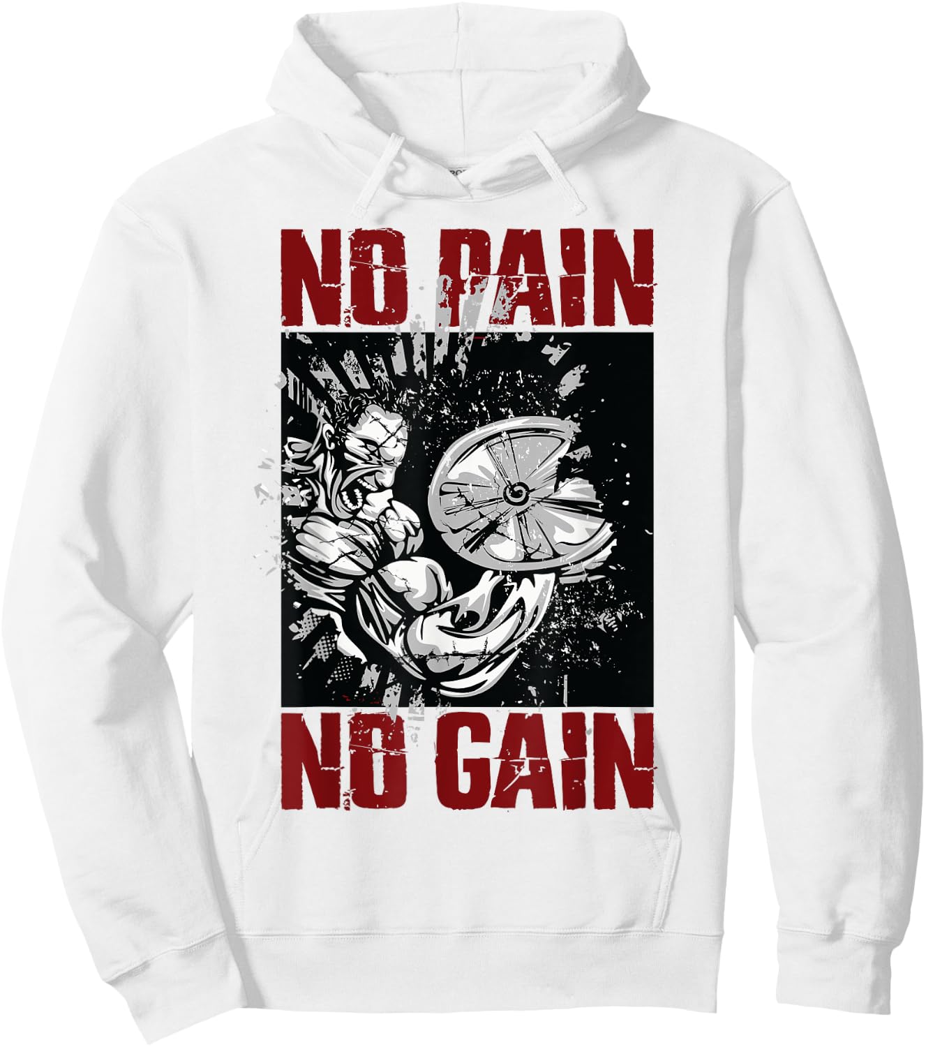 Bodybuilding Sayings and Gym Shirts No Pain No Gain Hoodie - Hoodie | White