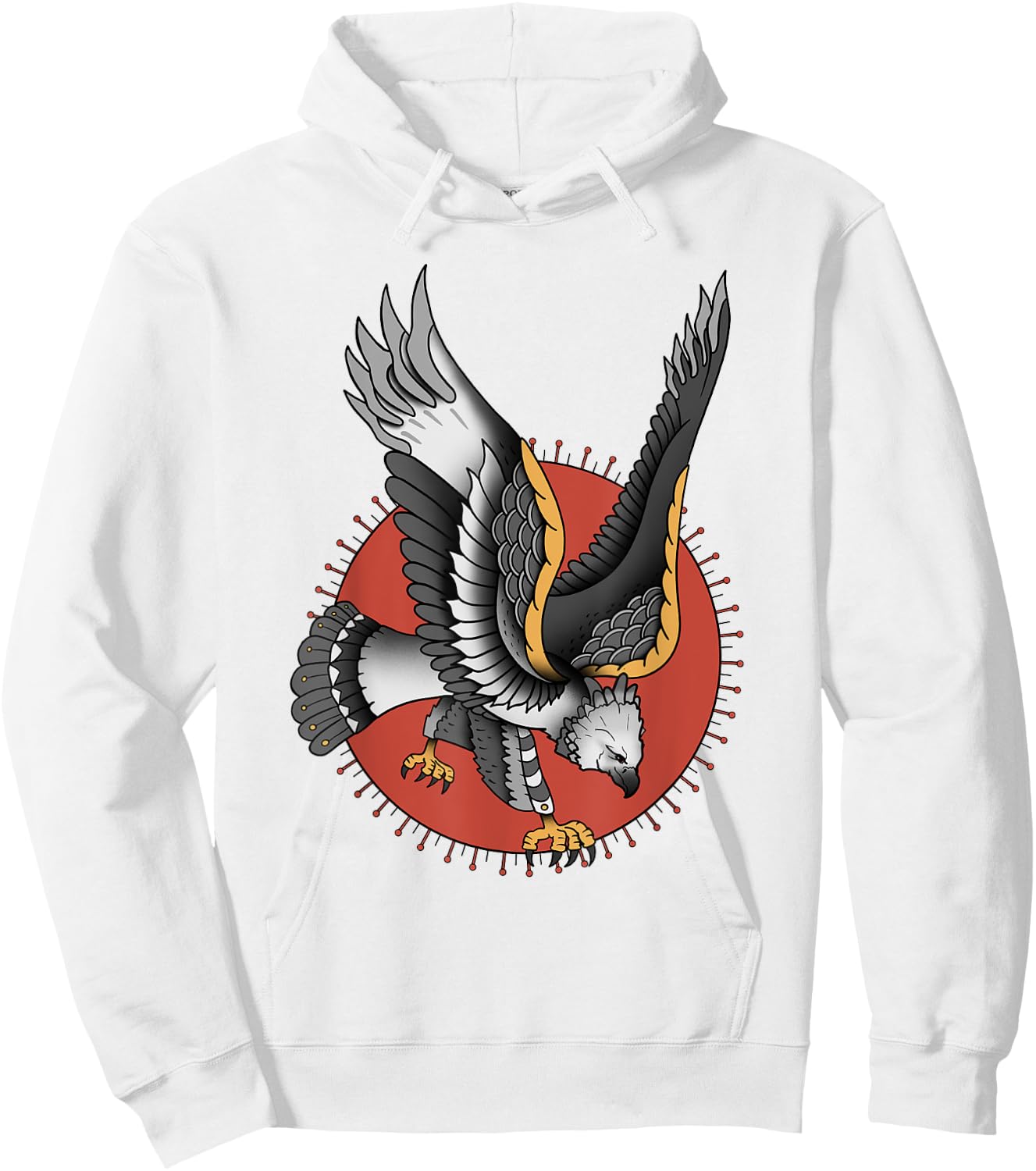 Vintage American Traditional Harpy Eagle Tattoo Hoodie - Hoodie | White