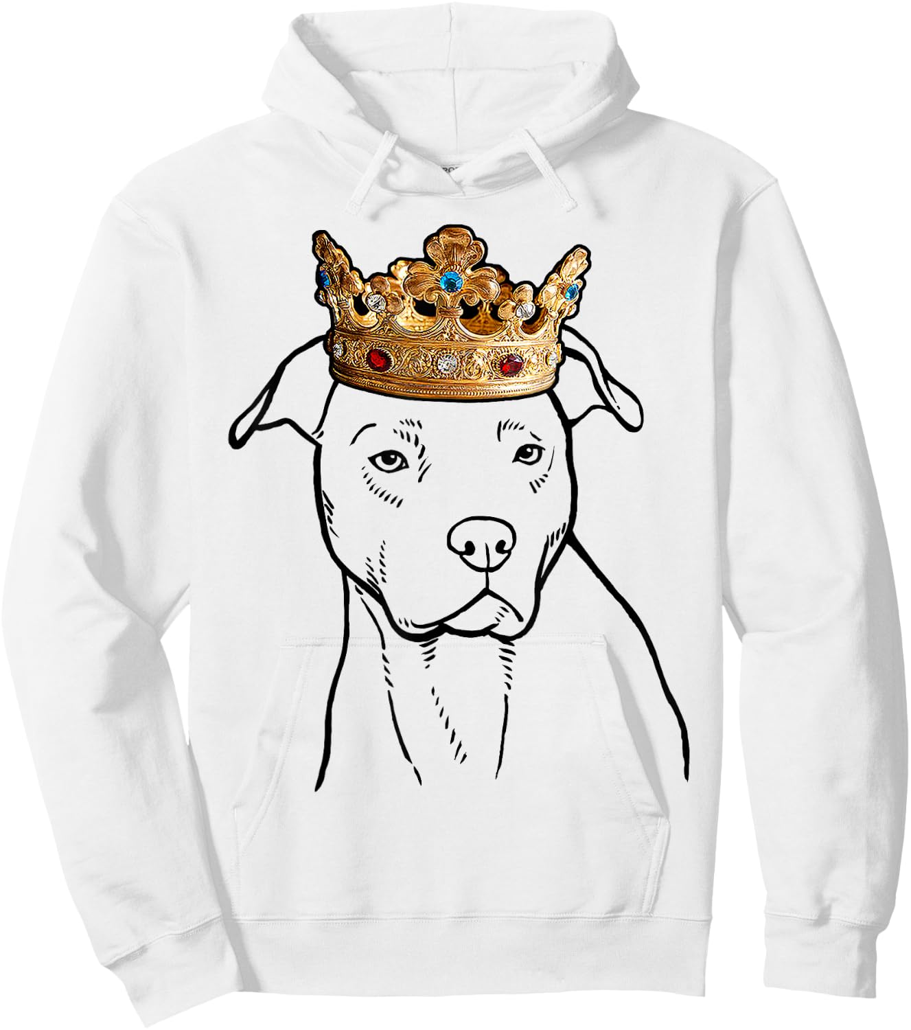 American Pit Bull Terrier Dog Wearing Crown Hoodie - Hoodie | White