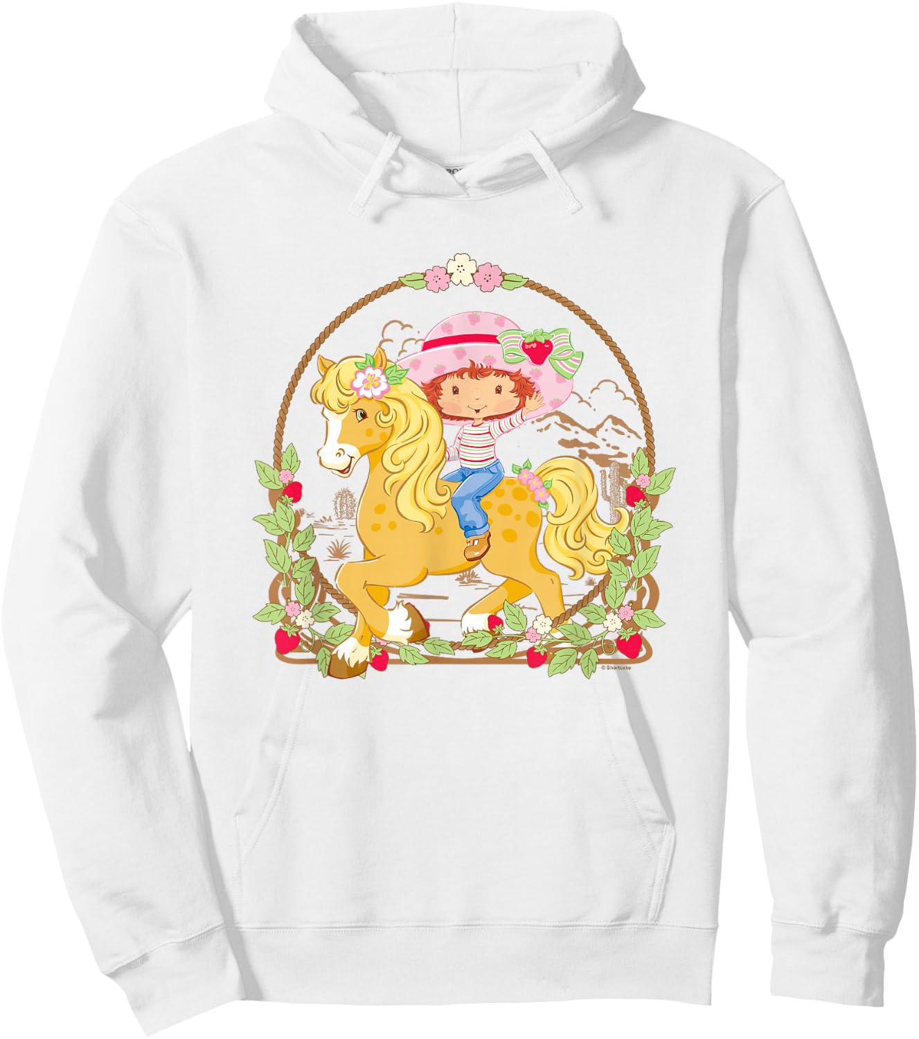 Strawberry Shortcake Cute Berry Country Retro Chest Frame Hoodie - Hoodie | White