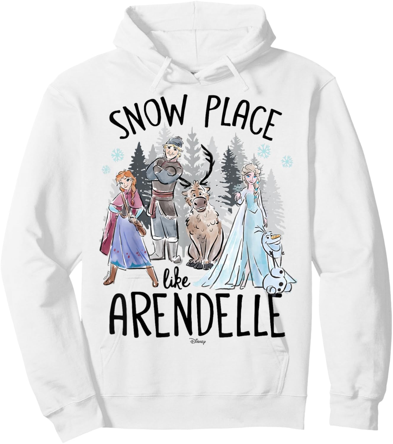Frozen - Elsa Anna Olaf Kristoff Snow Place Like Arendelle Hoodie - Hoodie | White